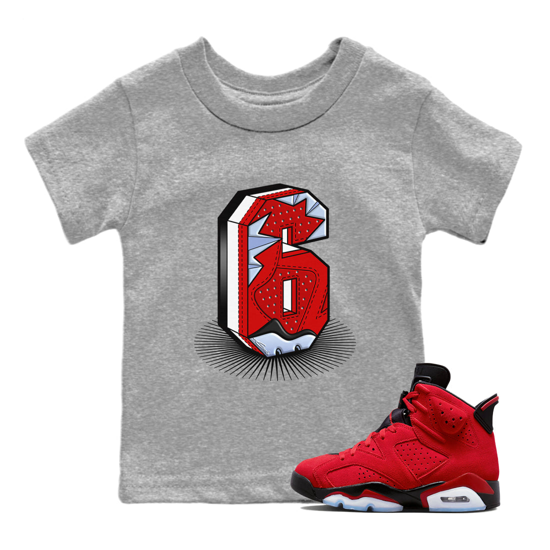 Number Statue Kids Tops - Air Jordan 6 Toro Bravo