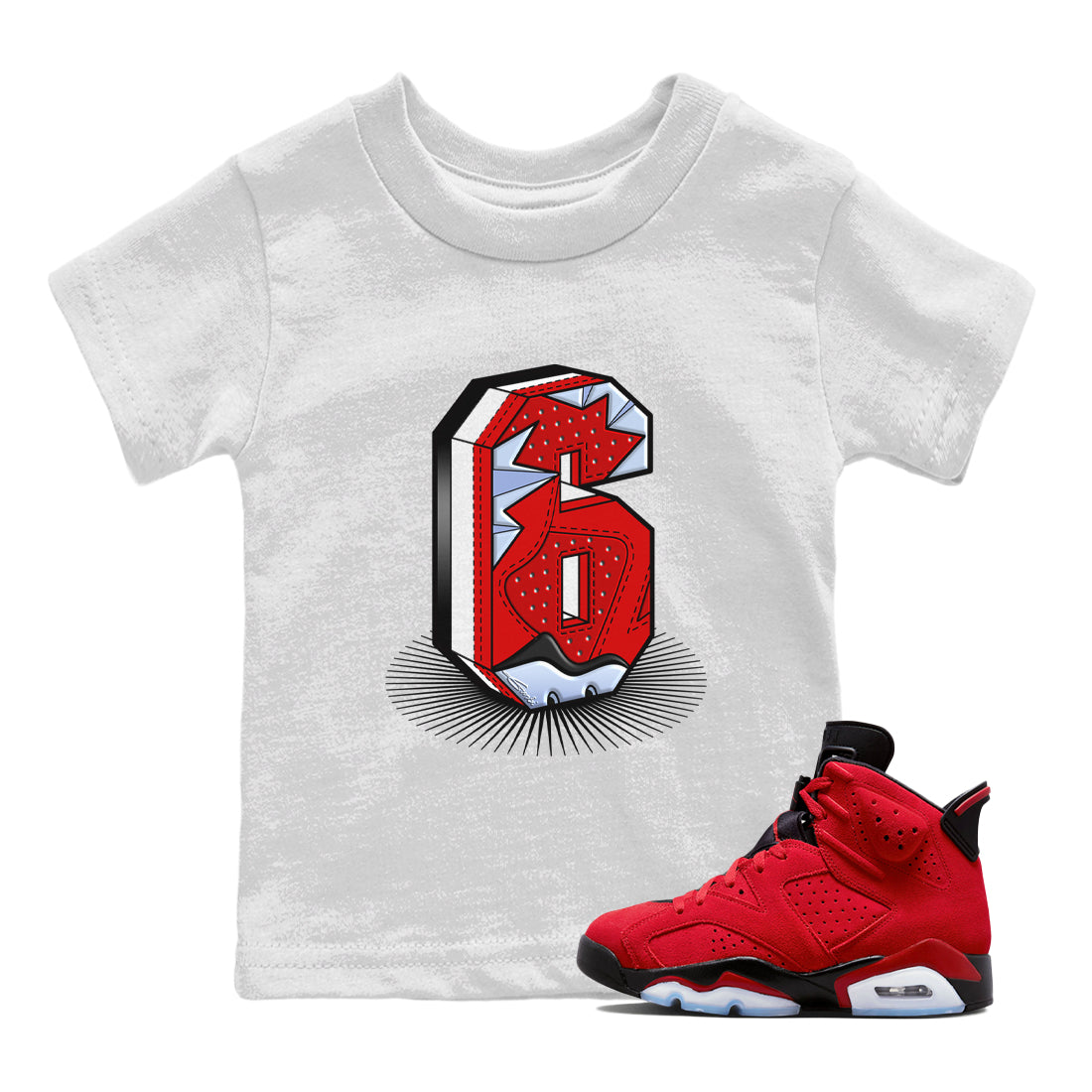 Number Statue Kids Tops - Air Jordan 6 Toro Bravo