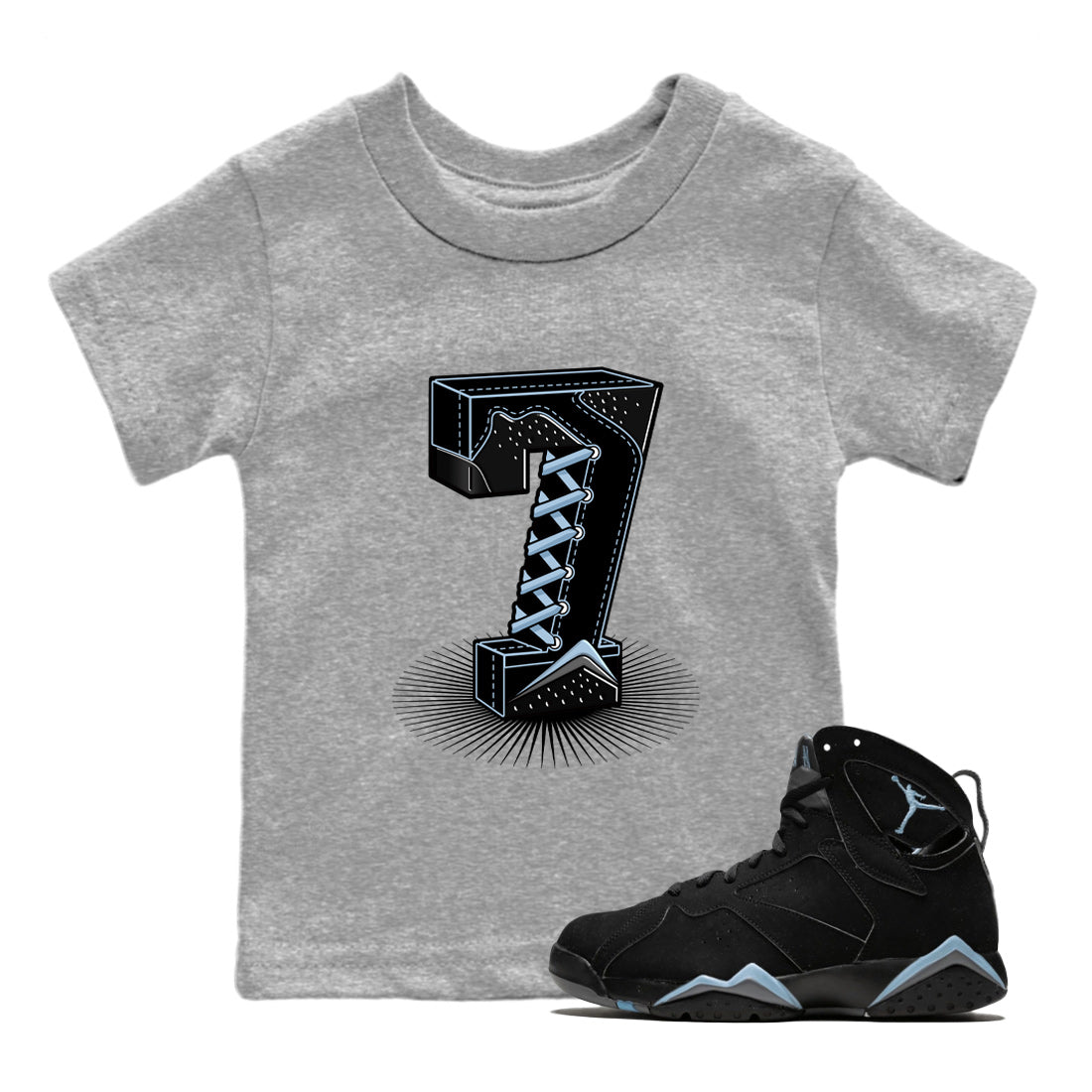 Number Statue Kids Tops - Air Jordan 7 Chambray