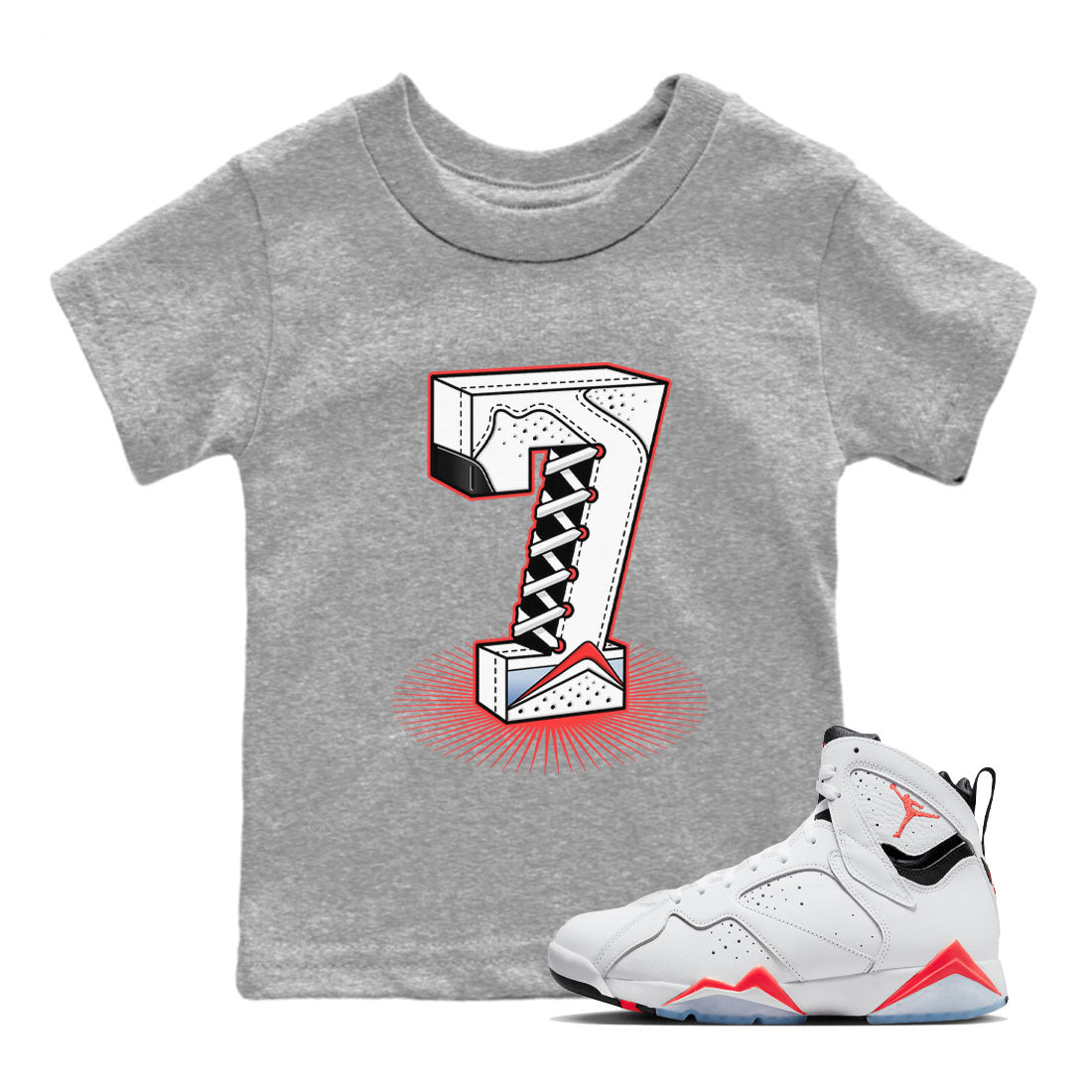 Number Statue Kids Tops - Air Jordan 7 White Infrared
