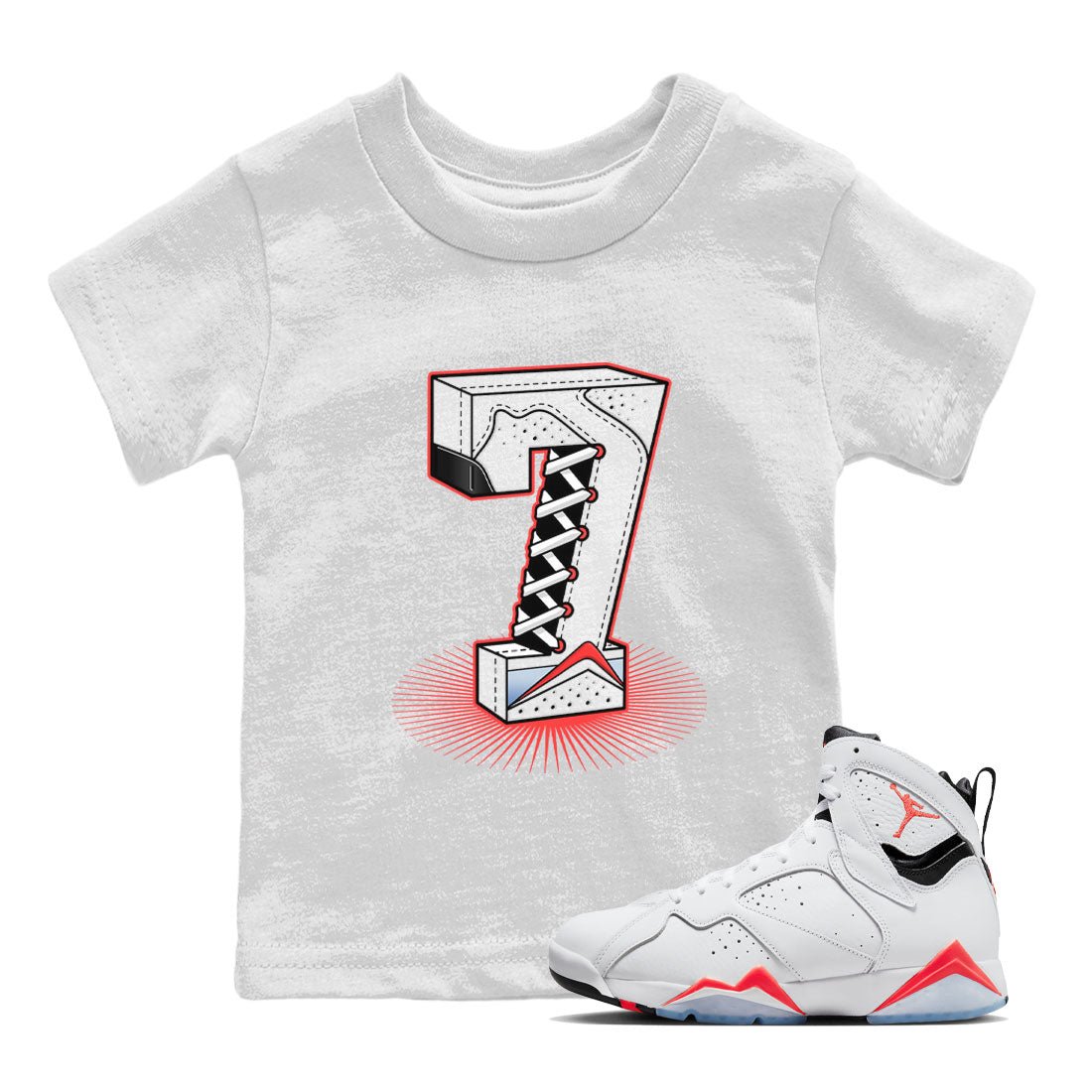 Number Statue Kids Tops - Air Jordan 7 White Infrared