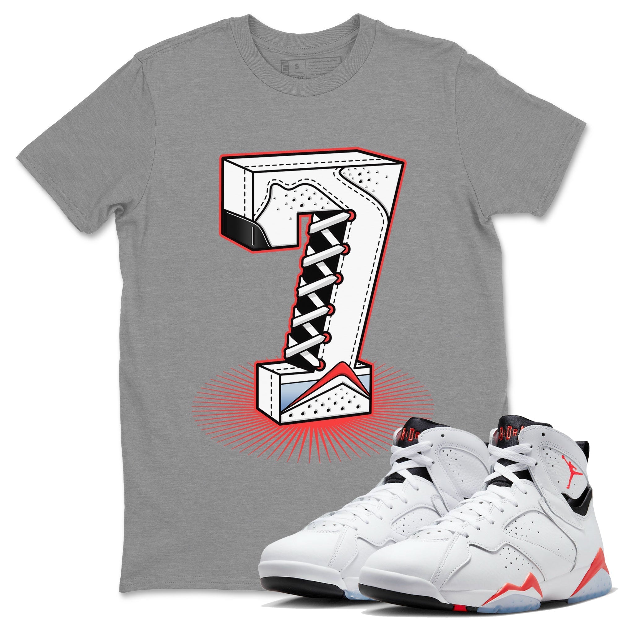 Number Statue Unisex Tops - Air Jordan 7 White Infrared