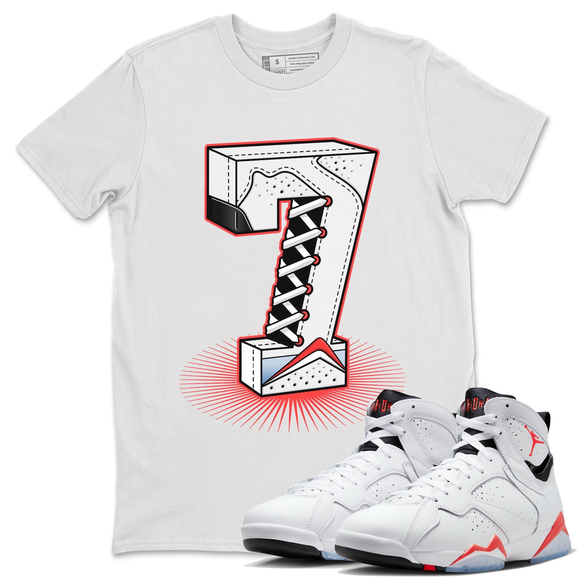 Number Statue Unisex Tops - Air Jordan 7 White Infrared