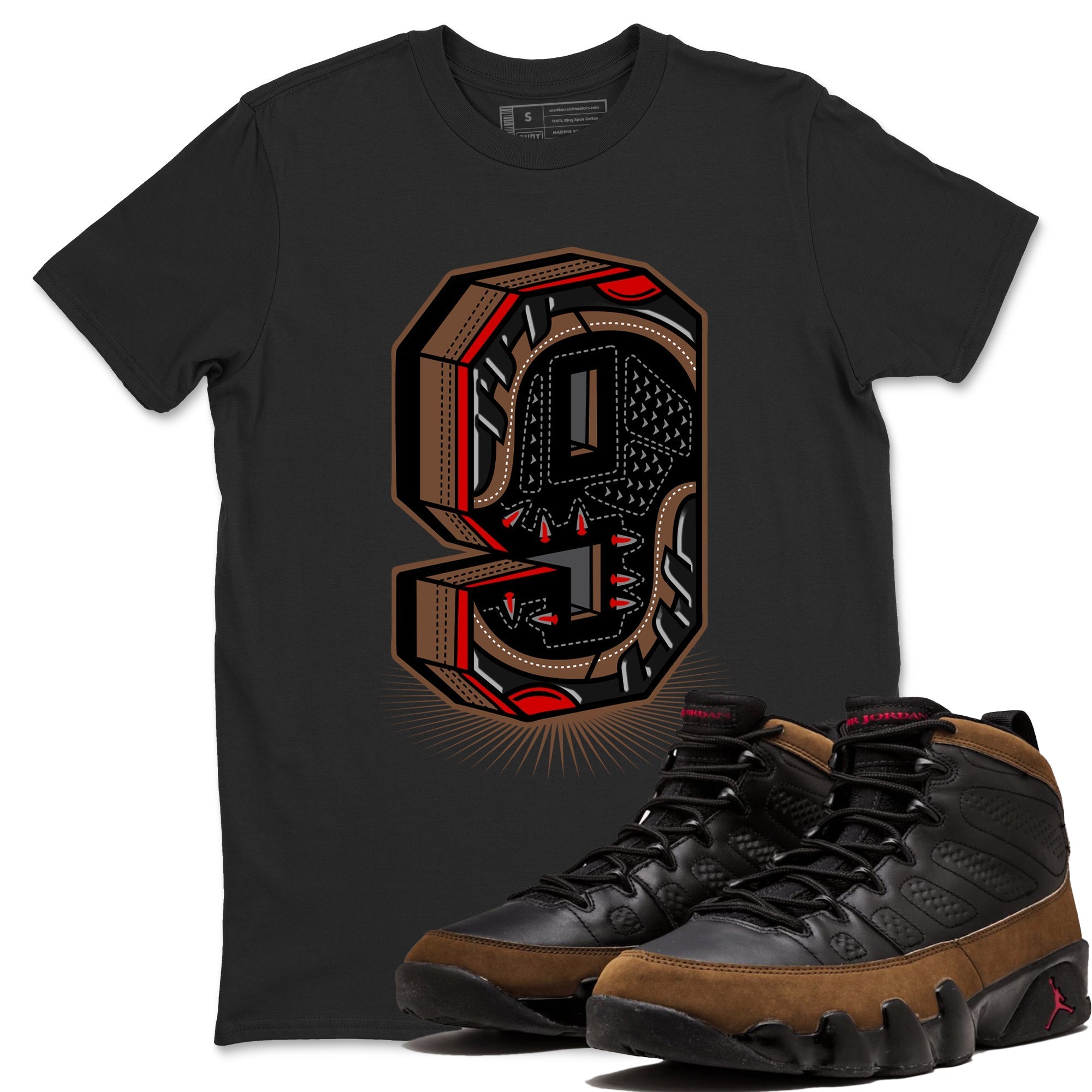 Number Statue snkmatch Tees - Air Jordan 9 Olive
