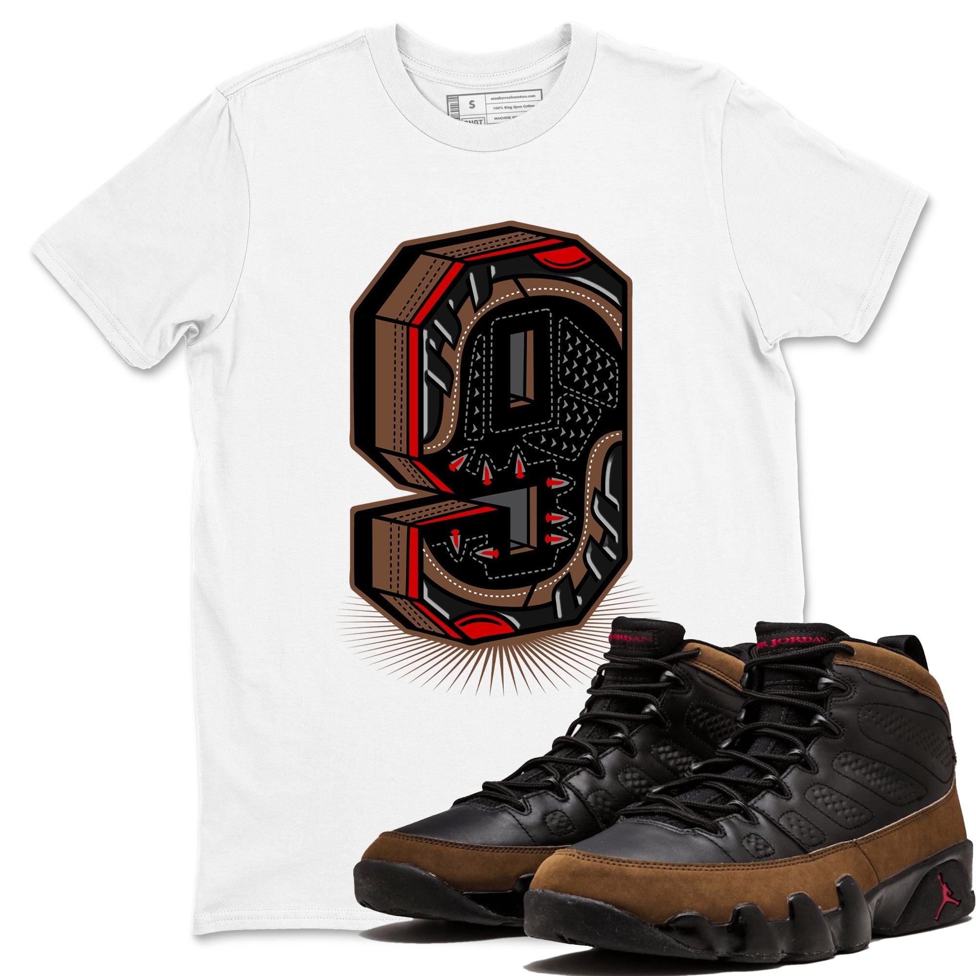 Number Statue snkmatch Tees - Air Jordan 9 Olive
