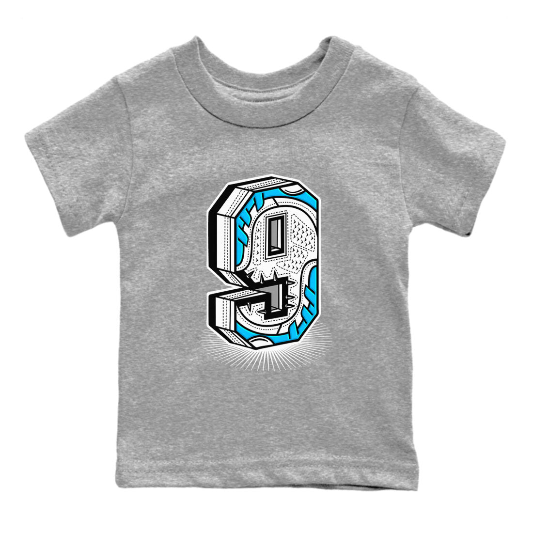 Number Statue snkmatch Tees Kids - Air Jordan 9 Powder Blue
