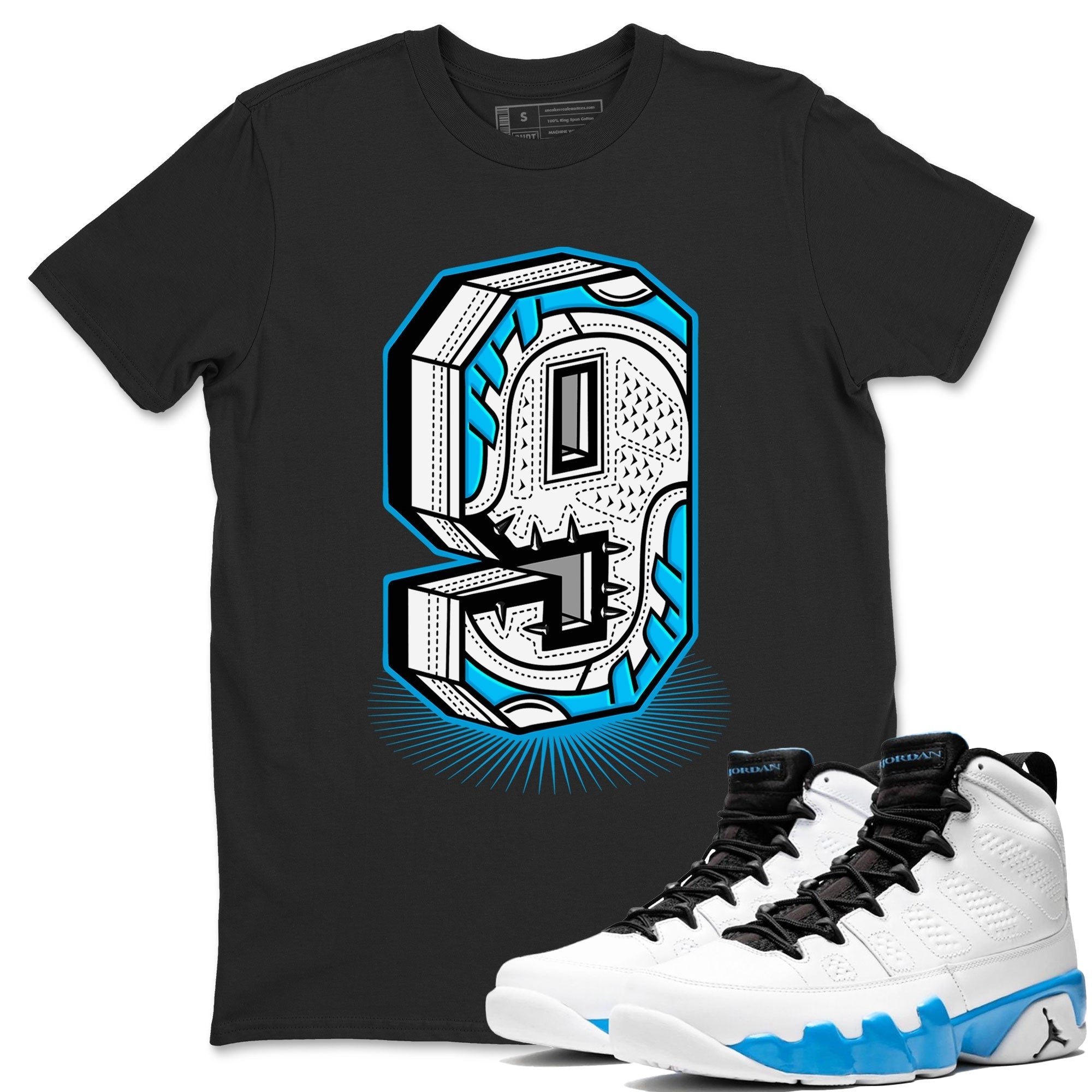 Number Statue snkmatch Tees - Air Jordan 9 Powder Blue