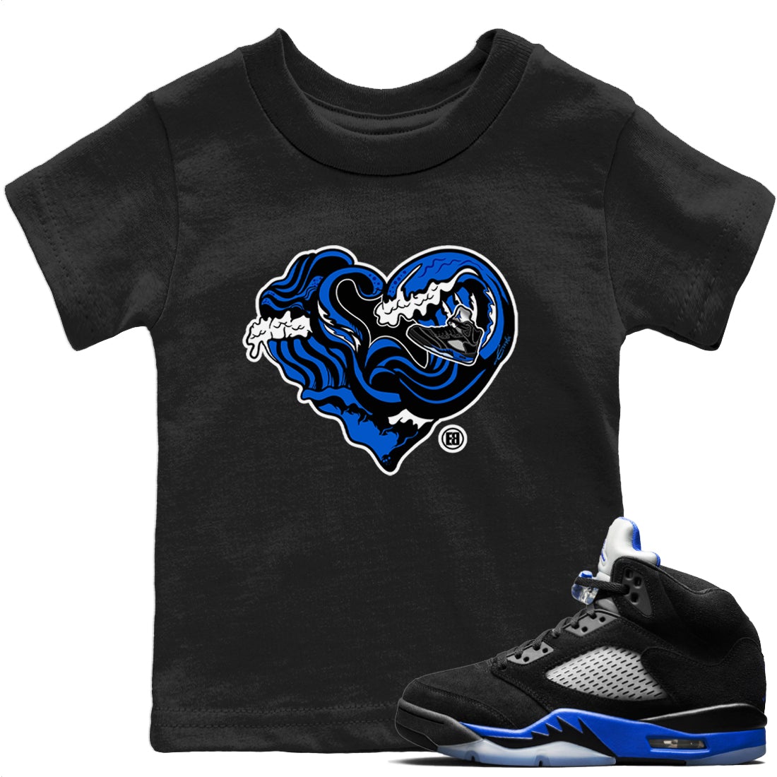Ocean Love Kids Tops - Air Jordan 5 Racer Blue