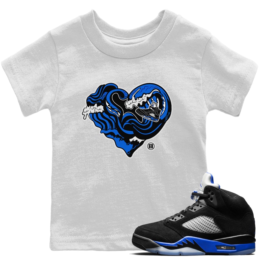 Ocean Love Kids Tops - Air Jordan 5 Racer Blue