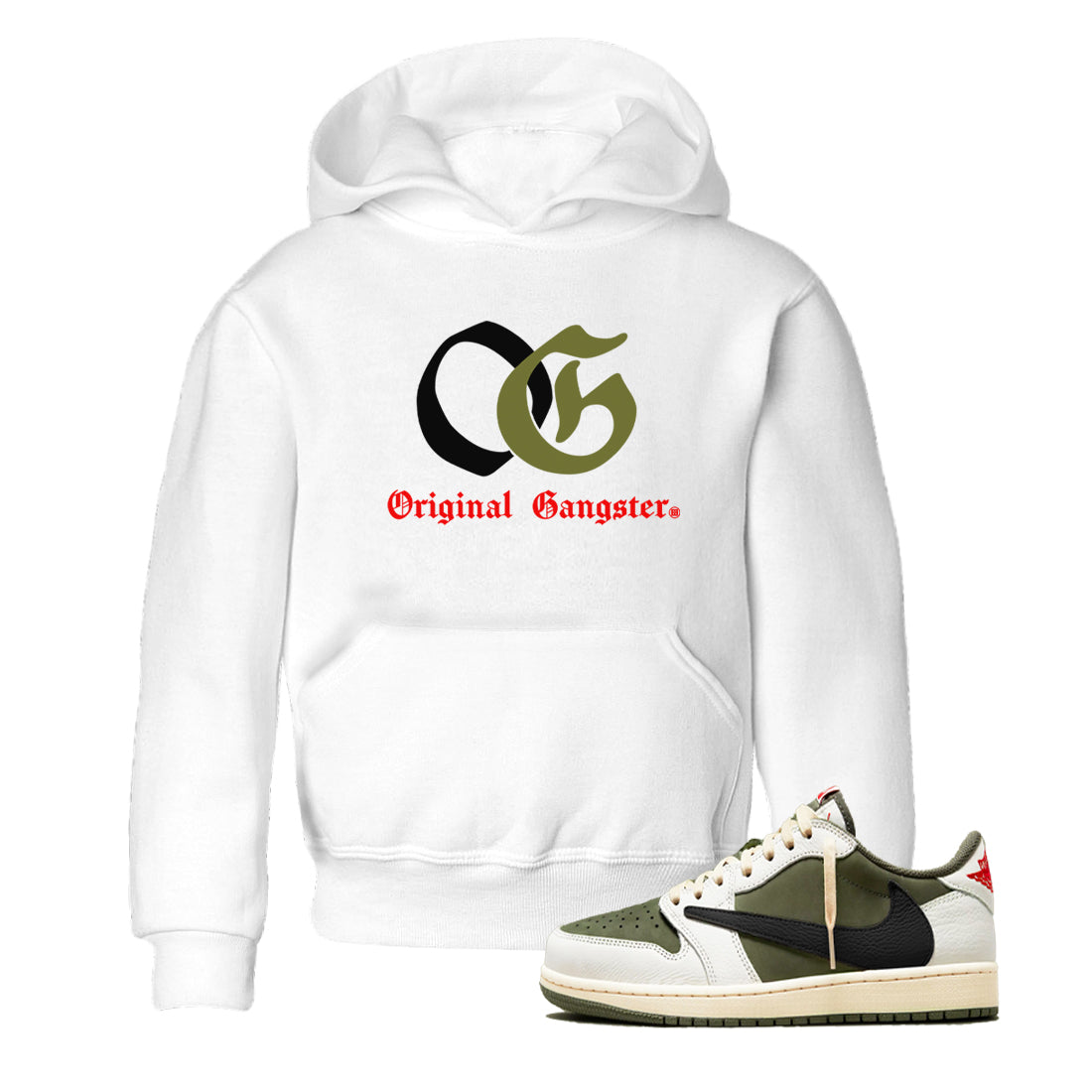 OG Original Gangster snkmatch Tees Kids - Air Jordan 1 Travis Scott Medium Olive