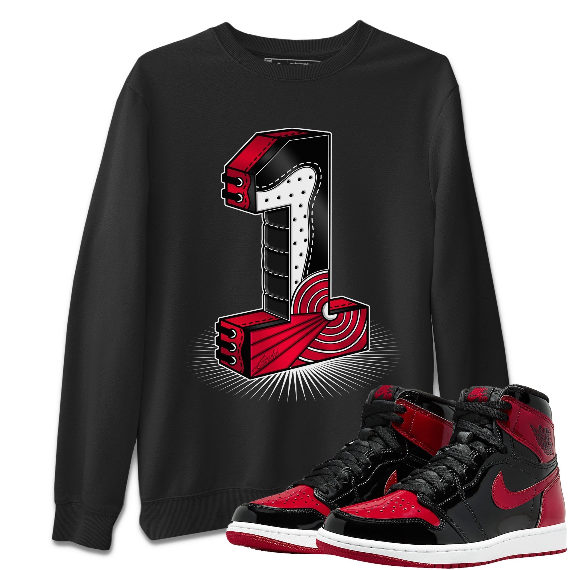 One Statue Unisex Tops - Air Jordan 1 Bred Patent