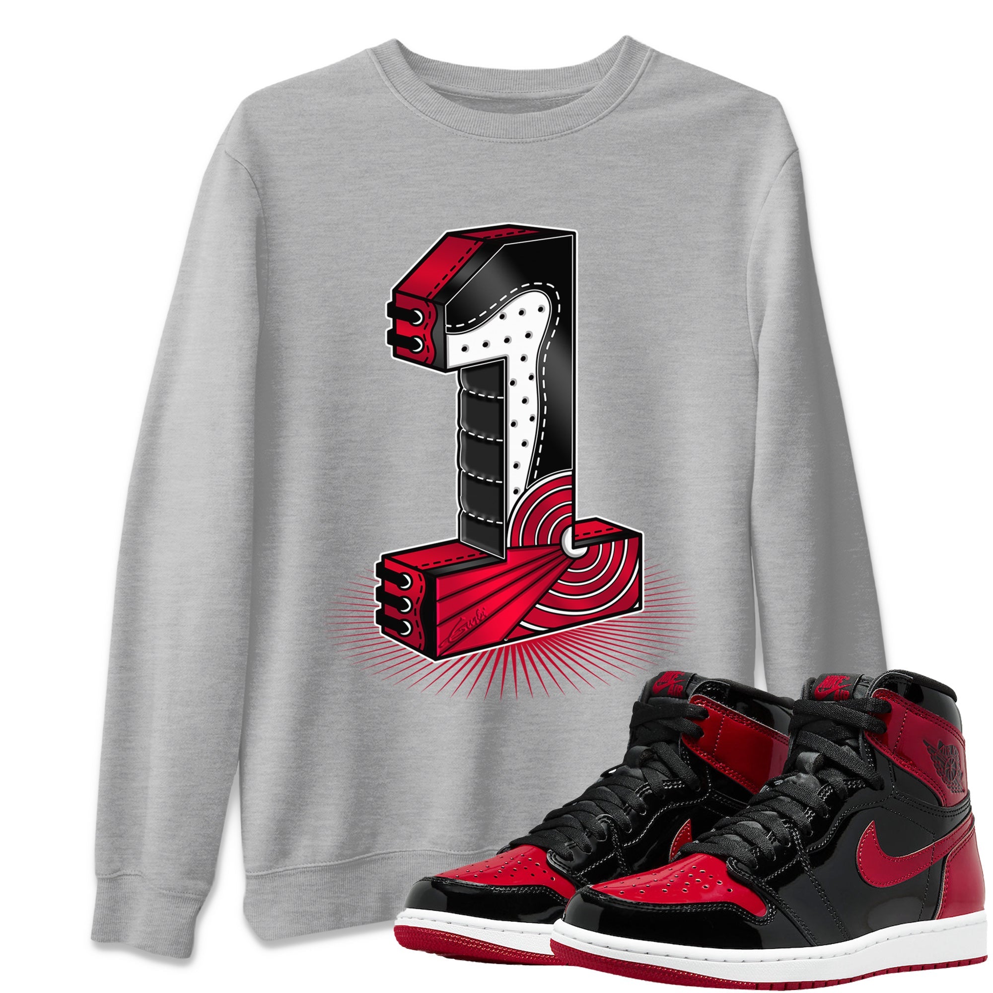 One Statue Unisex Tops - Air Jordan 1 Bred Patent