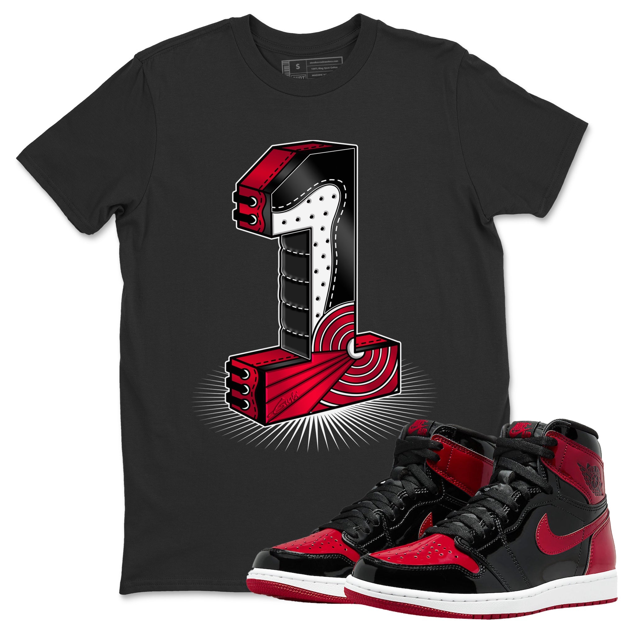 One Statue Unisex Tops - Air Jordan 1 Bred Patent