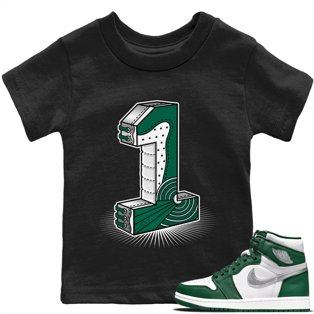 One Statue Kids Tops - Air Jordan 1 Gorge Green