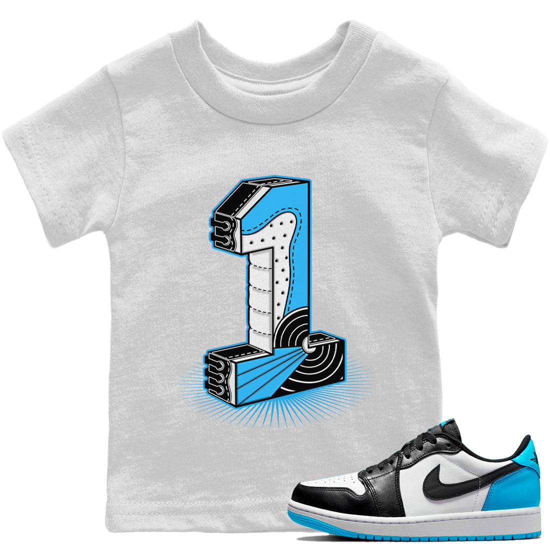 One Statue Kids Tops - Air Jordan 1 Powder Blue