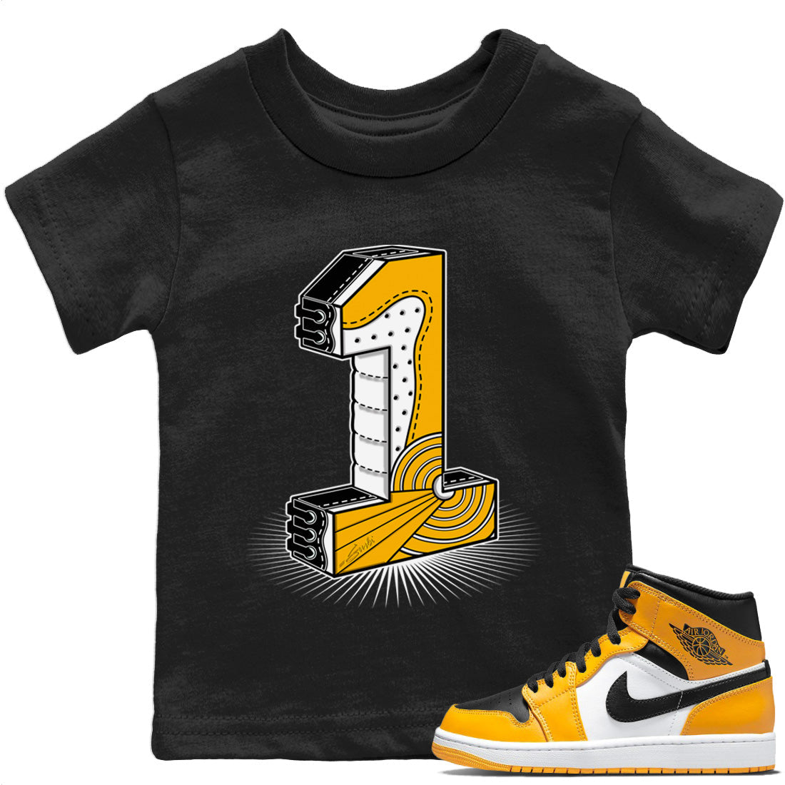 One Statue Kids Tops - Air Jordan 1 Yellow Toe