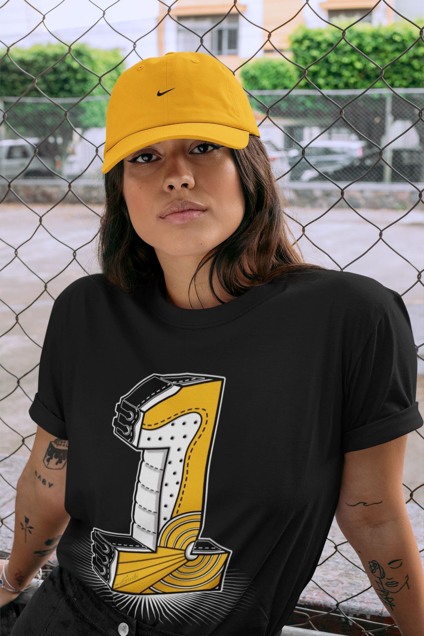 One Statue Unisex Tops - Air Jordan 1 Yellow Toe