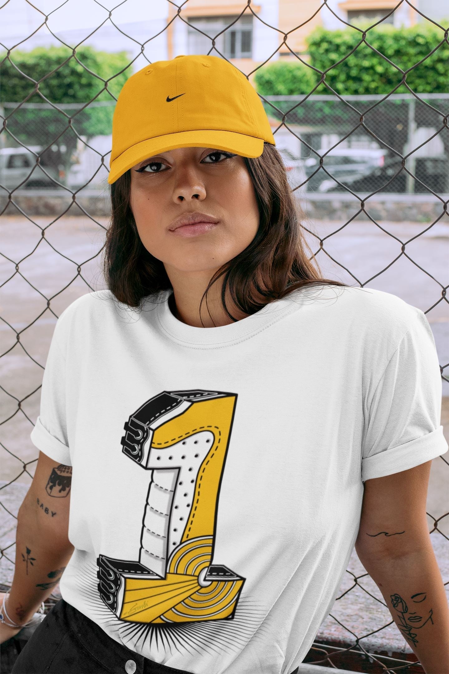 One Statue Unisex Tops - Air Jordan 1 Yellow Toe