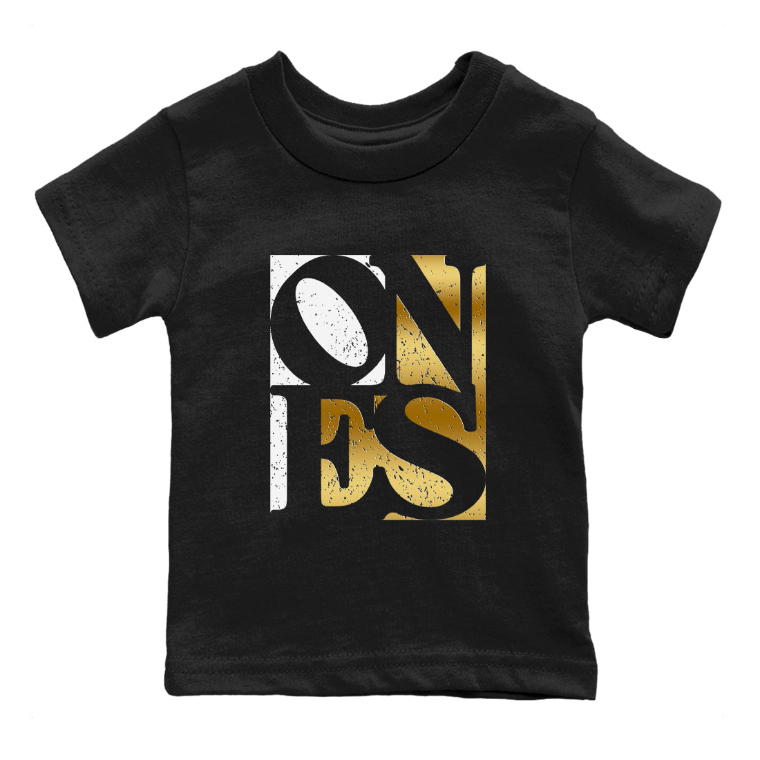 Ones snkmatch Tees Kids - Air Jordan 1 Black Metallic Gold