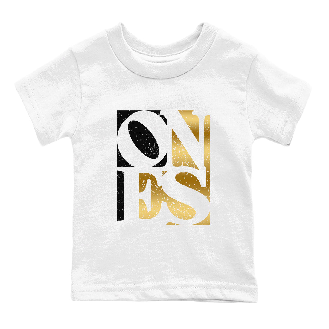 Ones snkmatch Tees Kids - Air Jordan 1 Black Metallic Gold