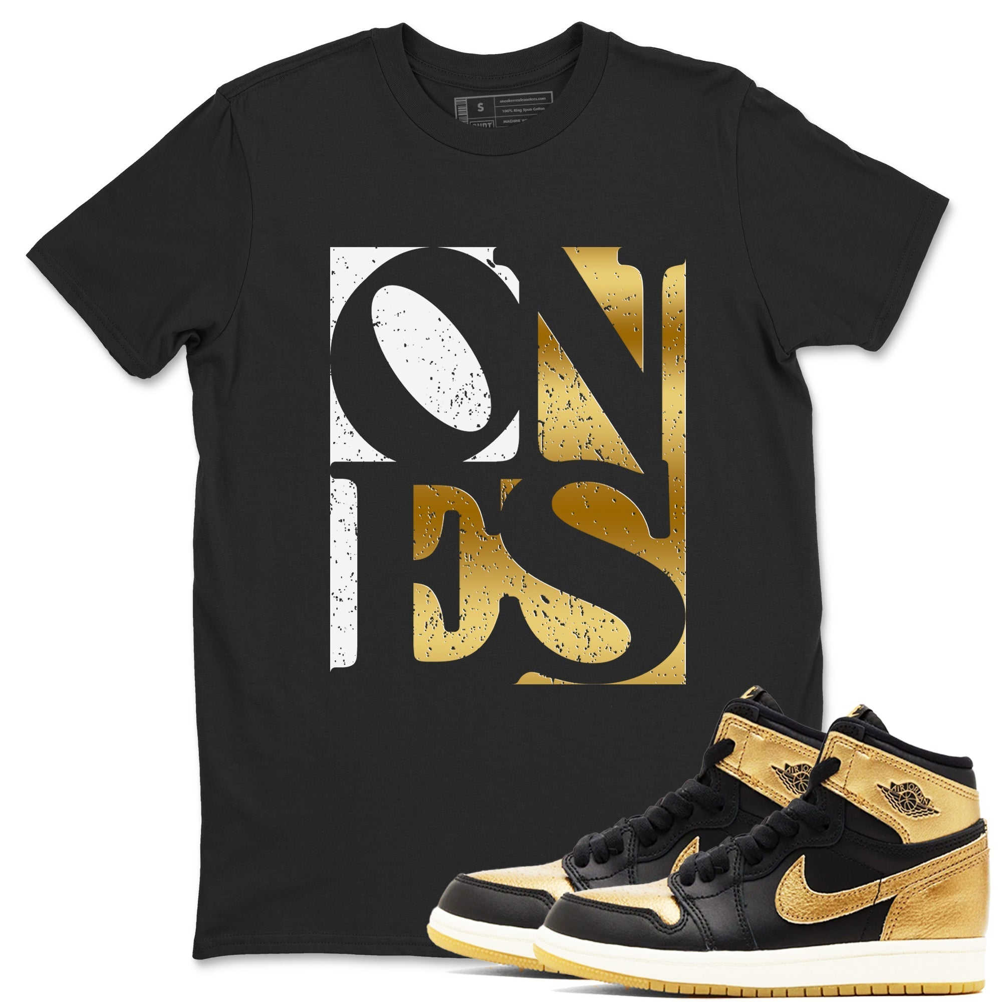 Ones snkmatch Tees - Air Jordan 1 Black Metallic Gold