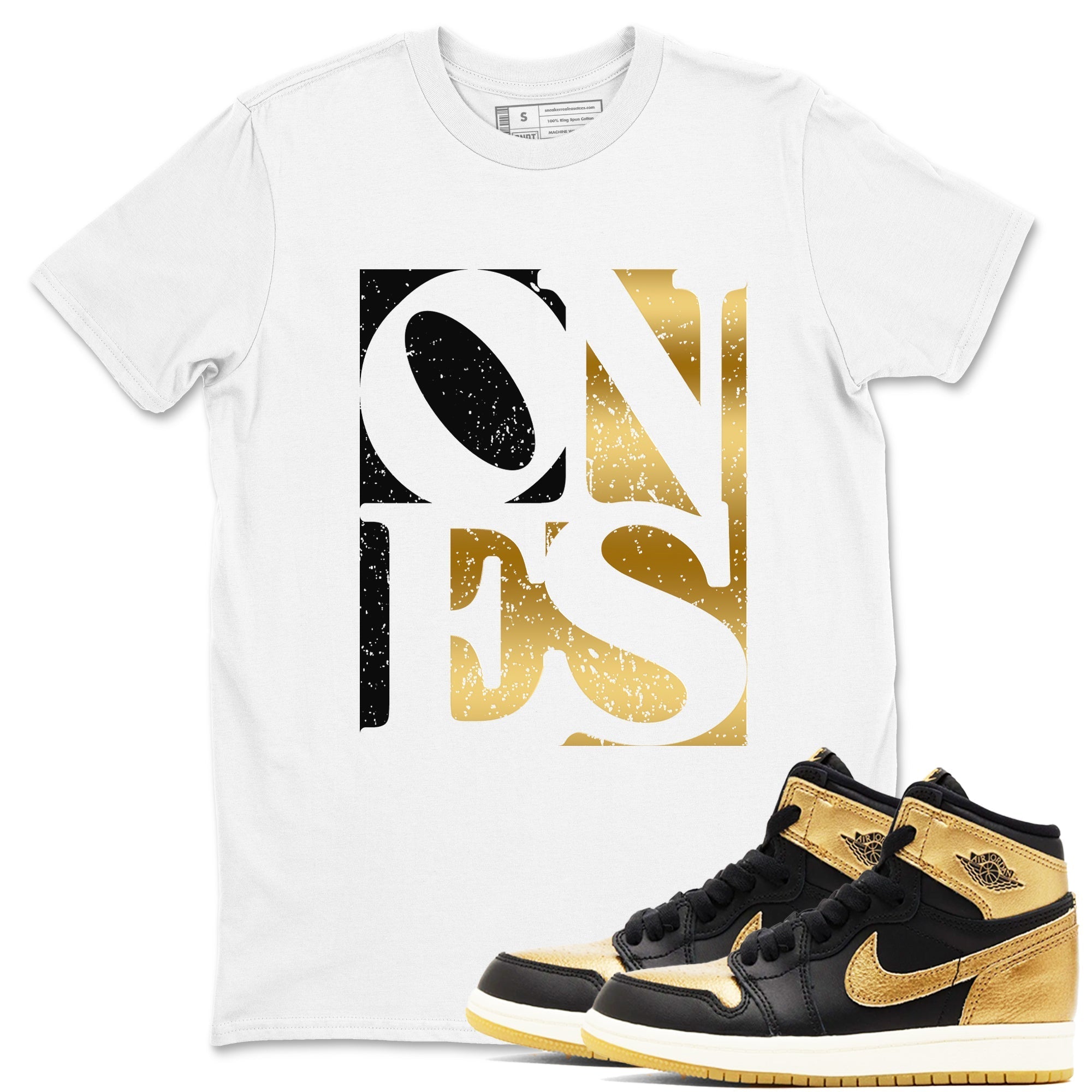 Ones snkmatch Tees - Air Jordan 1 Black Metallic Gold