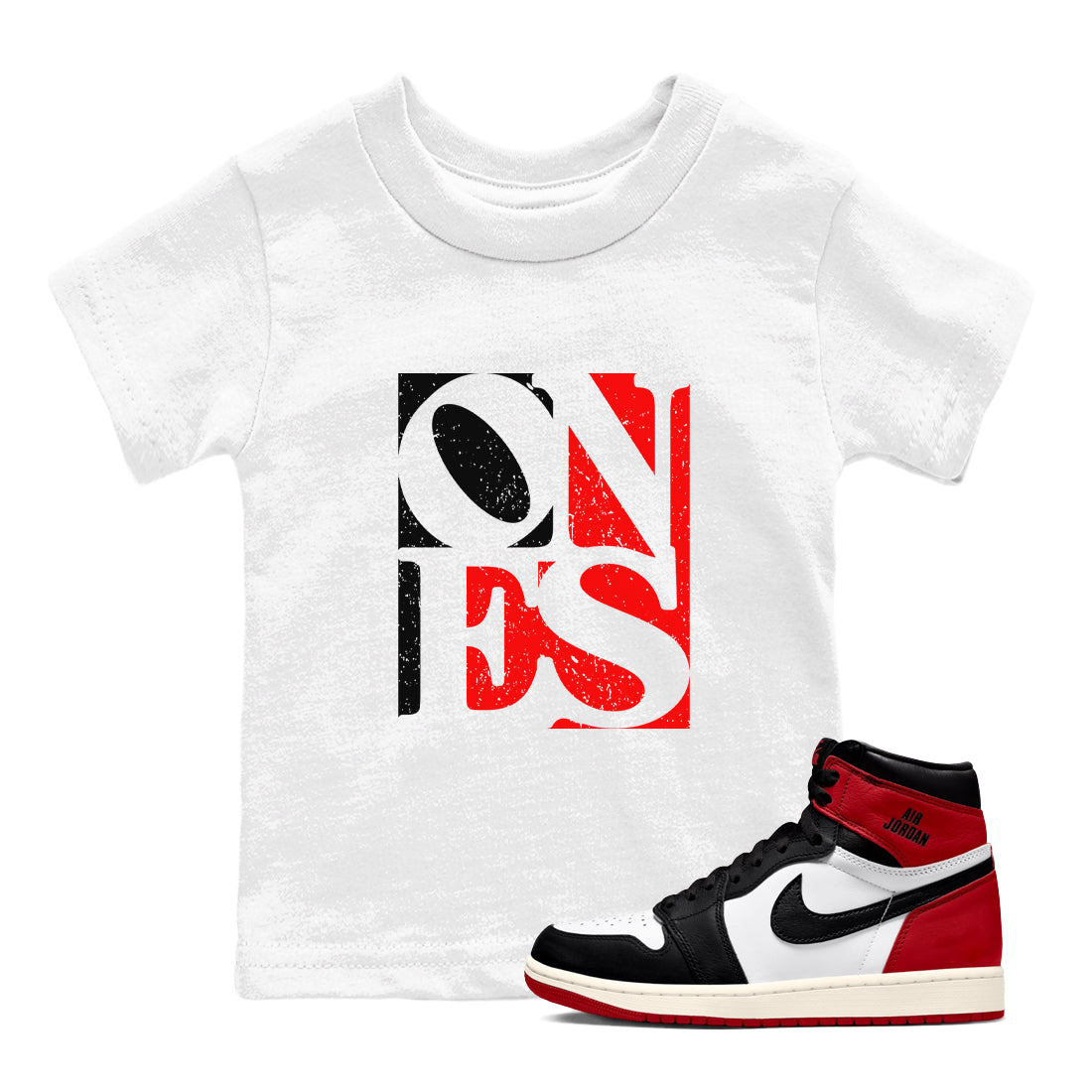 Ones snkmatch Tees Kids - Air Jordan 1 Black Toe Reimagined