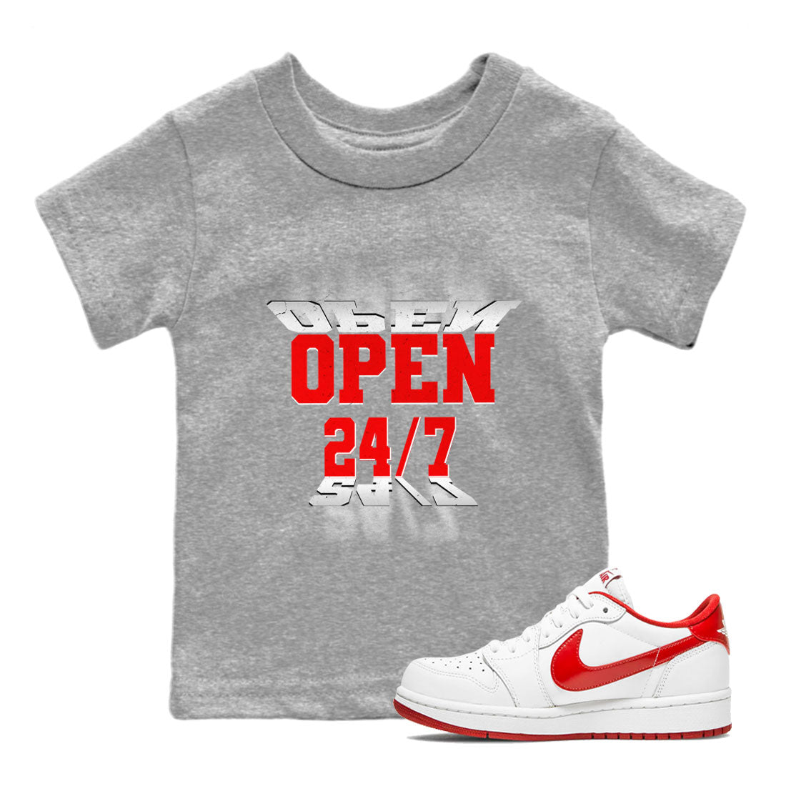 Open 24 7 snkmatch Tee Kids - Air Jordan 1 University Red
