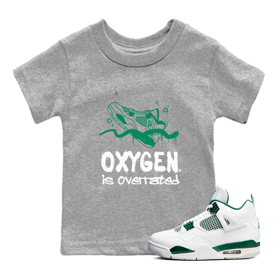 Oxygen Overrated snkmatch Tees Kids - Air Jordan 4 Oxidized Green