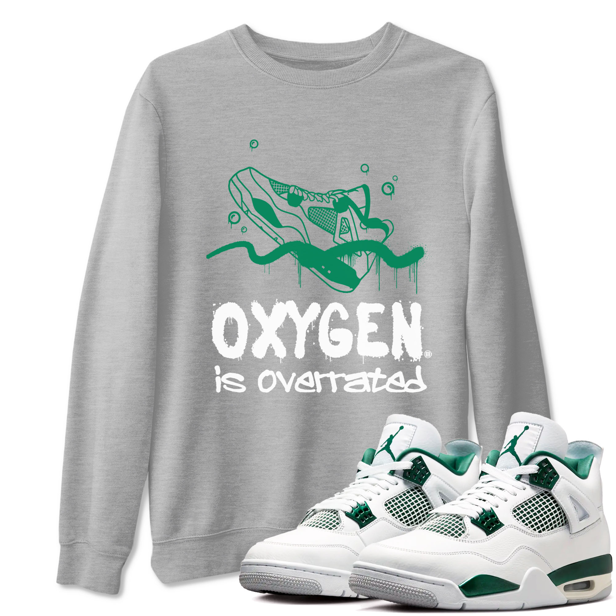 Oxygen Overrated snkmatch Tees - Air Jordan 4 Oxidized Green