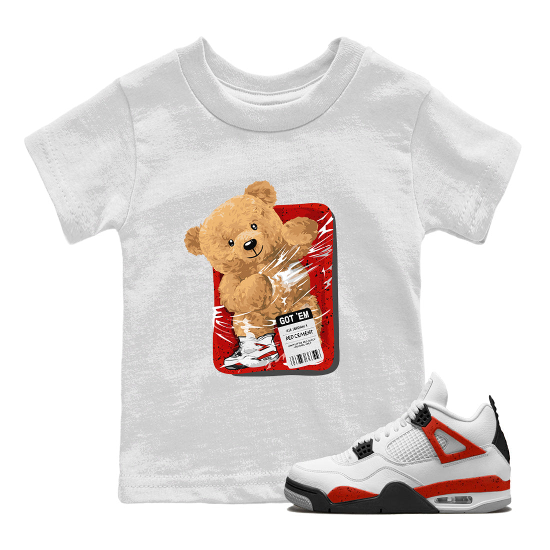 Packaged Bear Kids Tops - Air Jordan 4 Red Cement