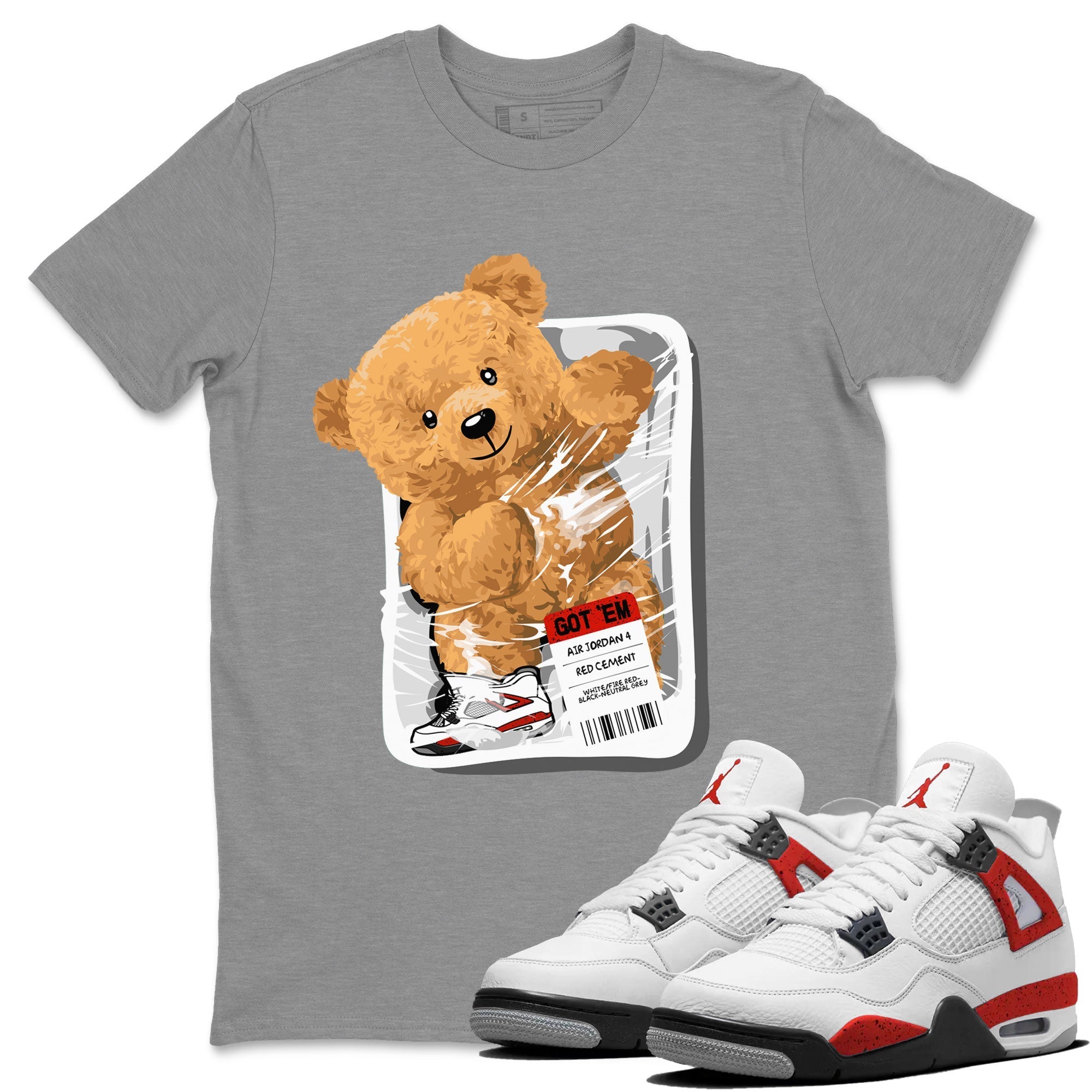 Packaged Bear Unisex Tops - Air Jordan 4 Red Cement