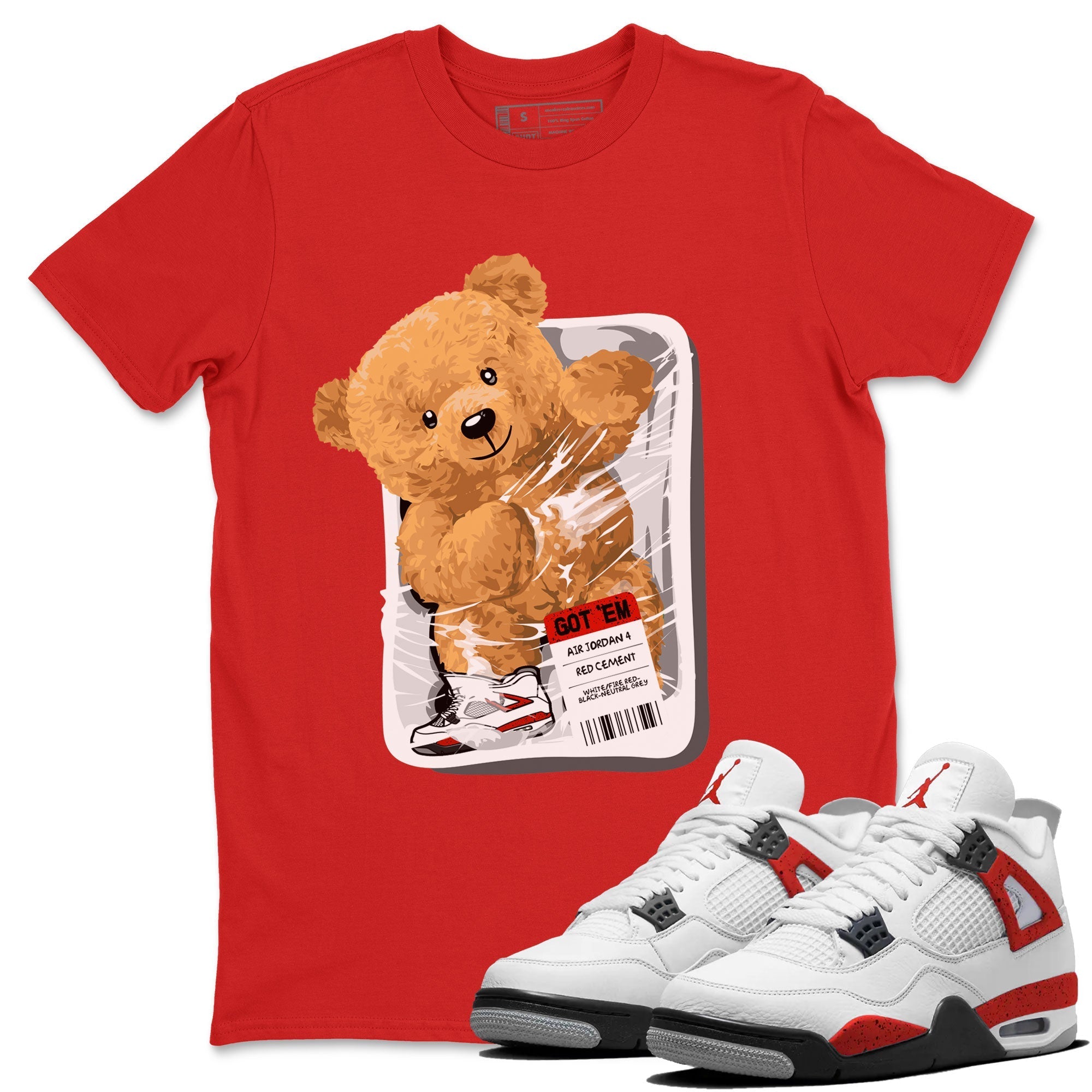 Packaged Bear Unisex Tops - Air Jordan 4 Red Cement