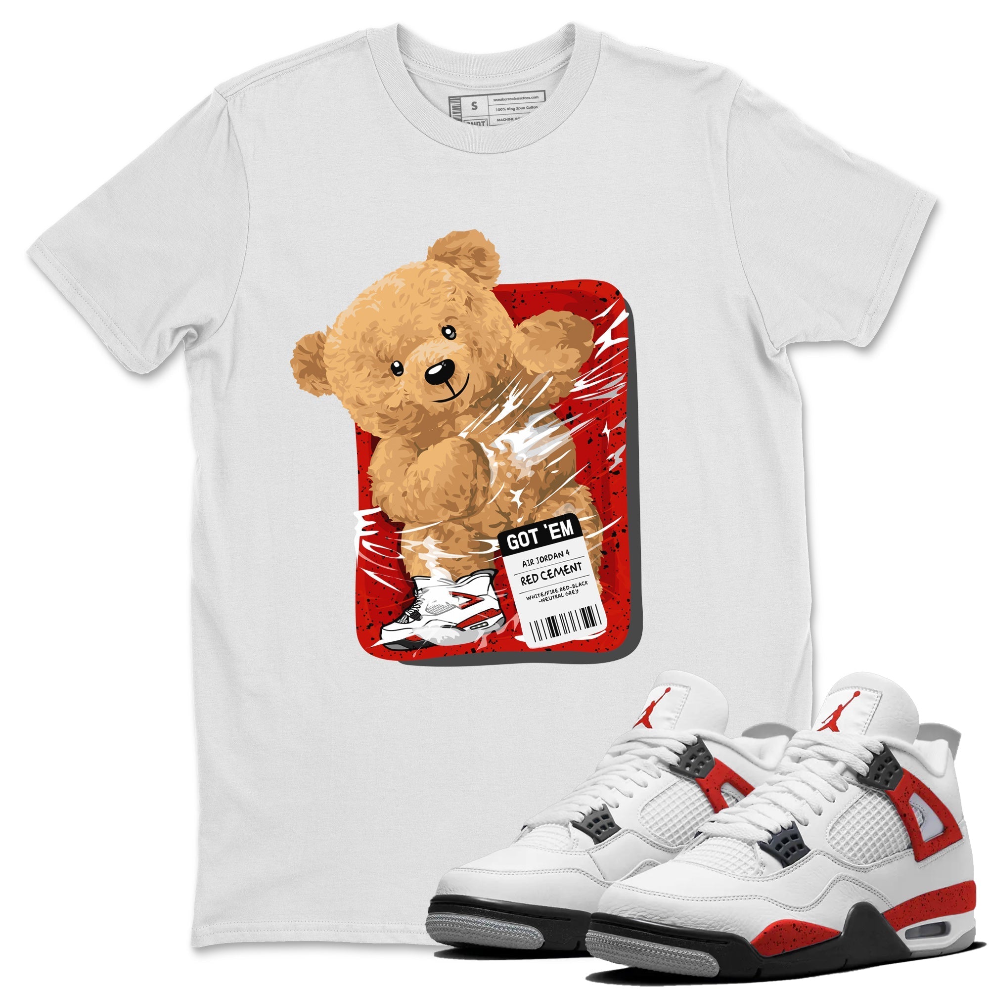 Packaged Bear Unisex Tops - Air Jordan 4 Red Cement