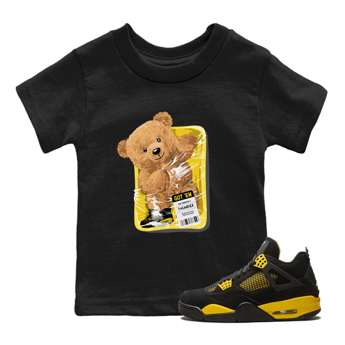 Packaged Bear Kids Tops - Air Jordan 4 Thunder