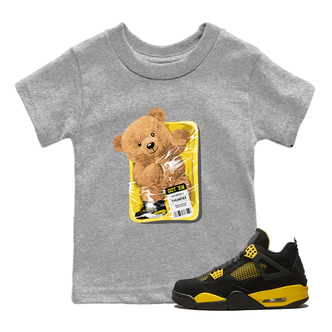 Packaged Bear Kids Tops - Air Jordan 4 Thunder