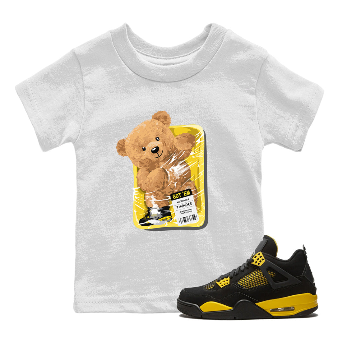 Packaged Bear Kids Tops - Air Jordan 4 Thunder