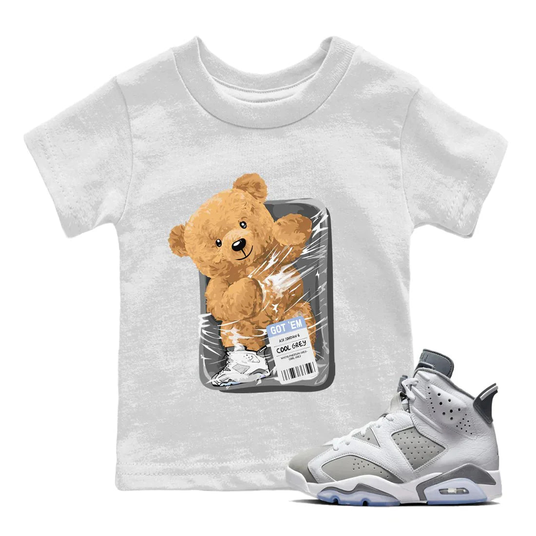Packaged Bear Kids Tops - Air Jordan 6 Cool Grey