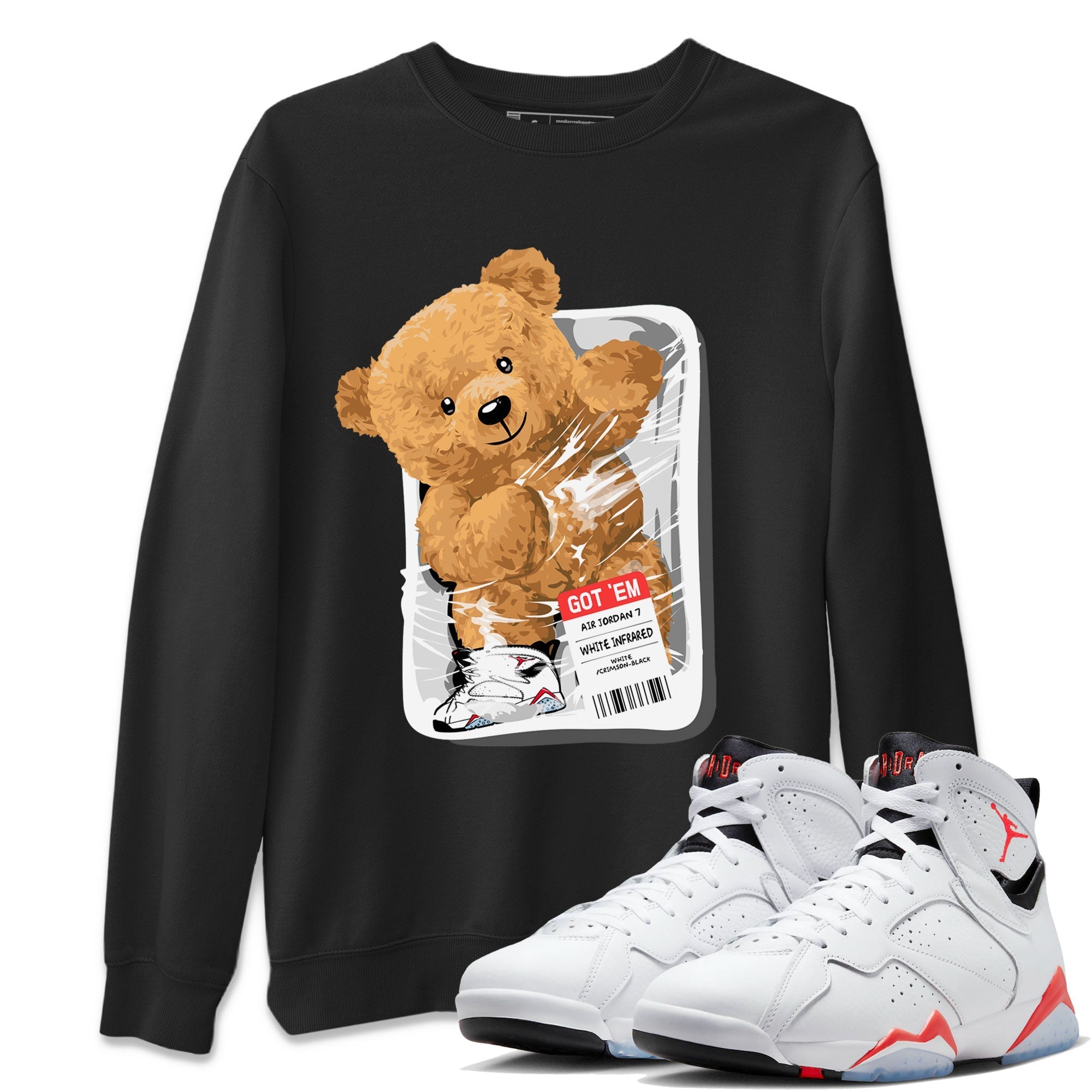 Packaged Bear Unisex Tops - Air Jordan 7 White Infrared