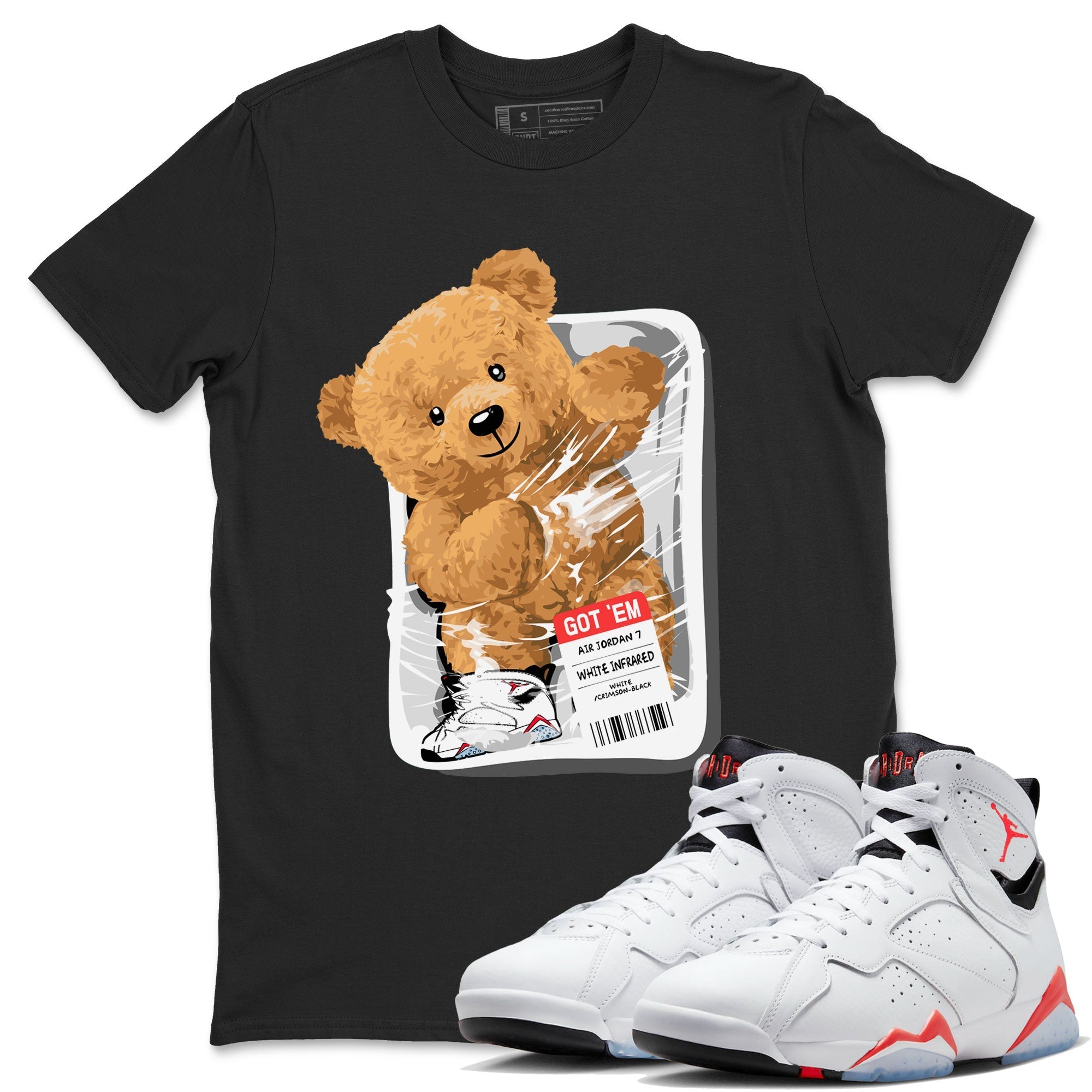 Packaged Bear Unisex Tops - Air Jordan 7 White Infrared