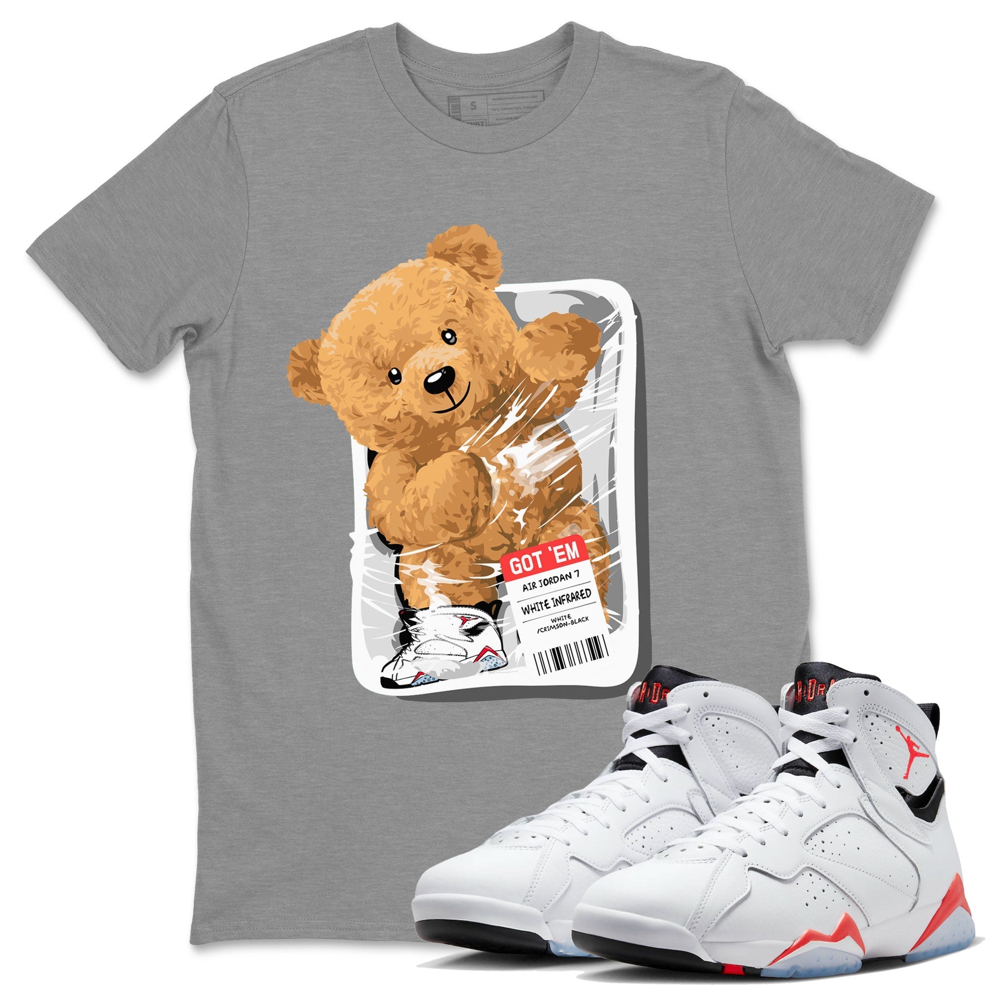 Packaged Bear Unisex Tops - Air Jordan 7 White Infrared