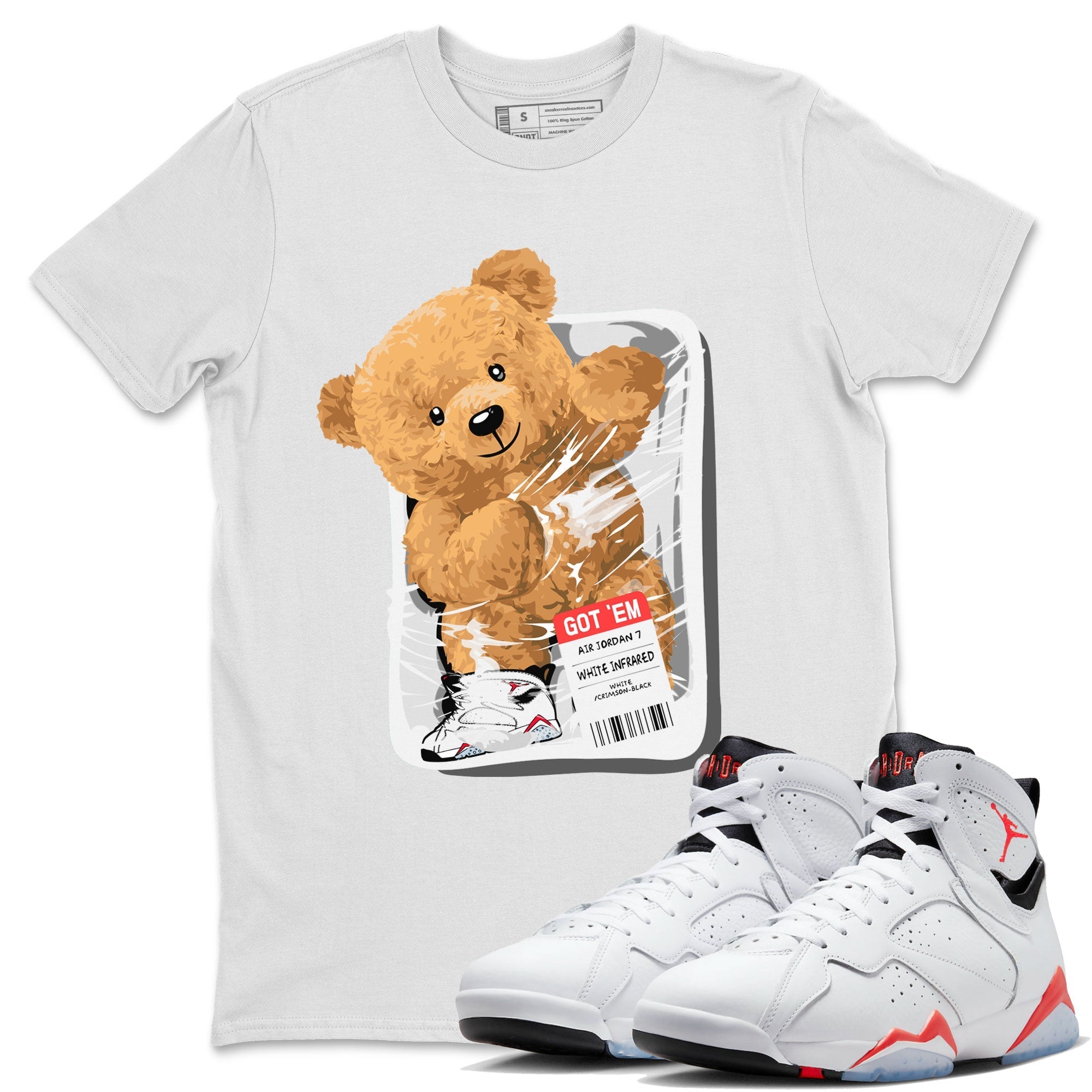 Packaged Bear Unisex Tops - Air Jordan 7 White Infrared