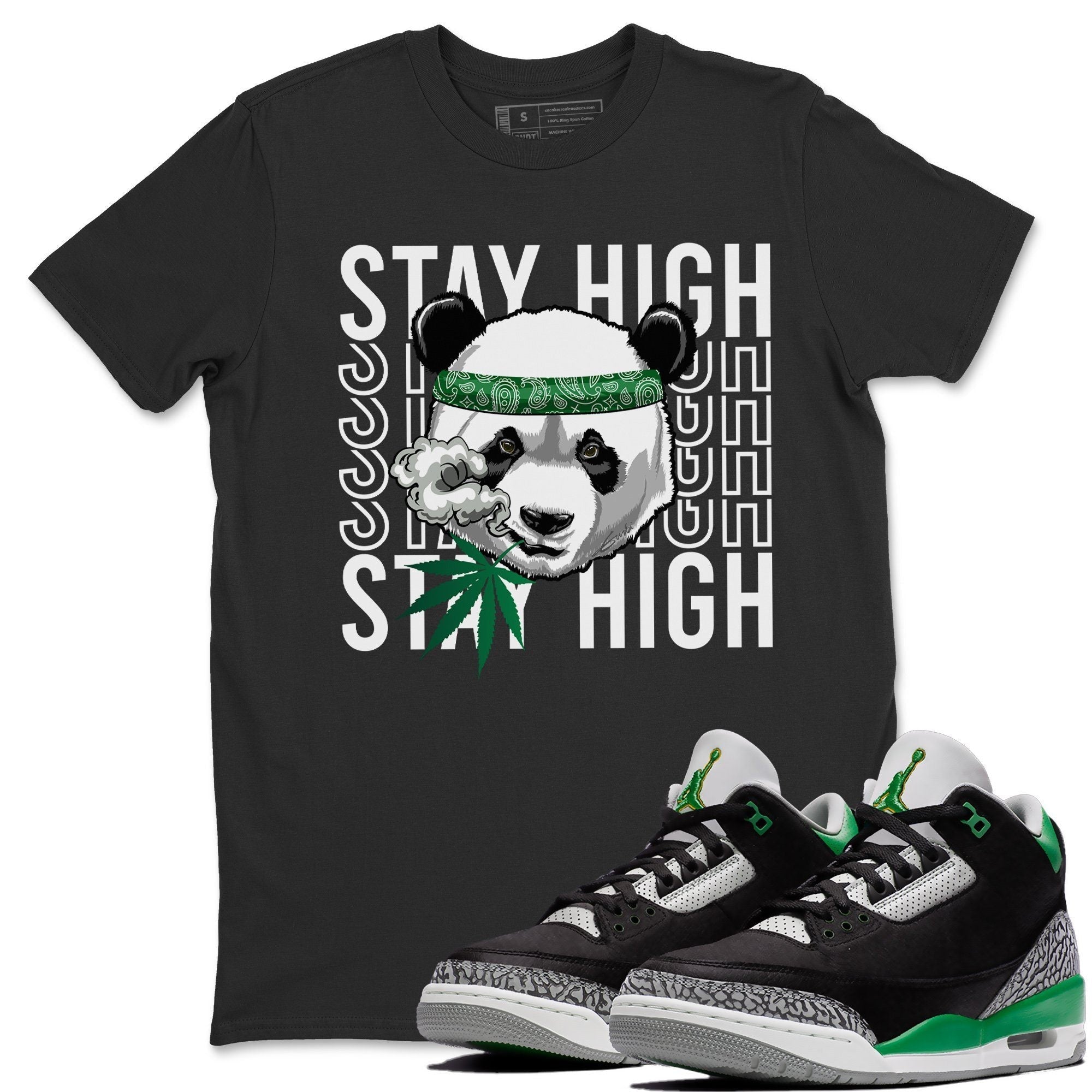 Panda Stay High Unisex Tops - Air Jordan 3 Pine Green