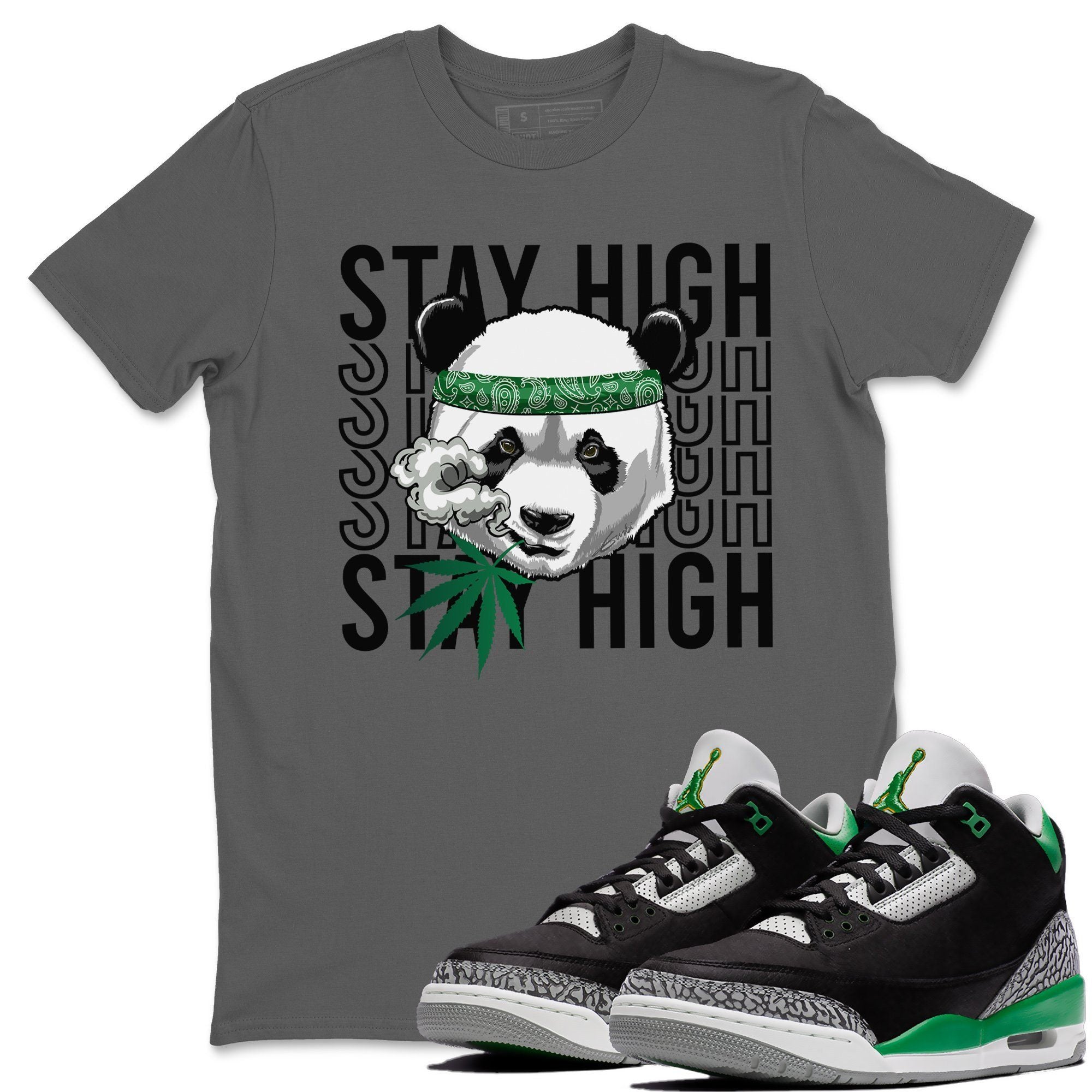 Panda Stay High Unisex Tops - Air Jordan 3 Pine Green