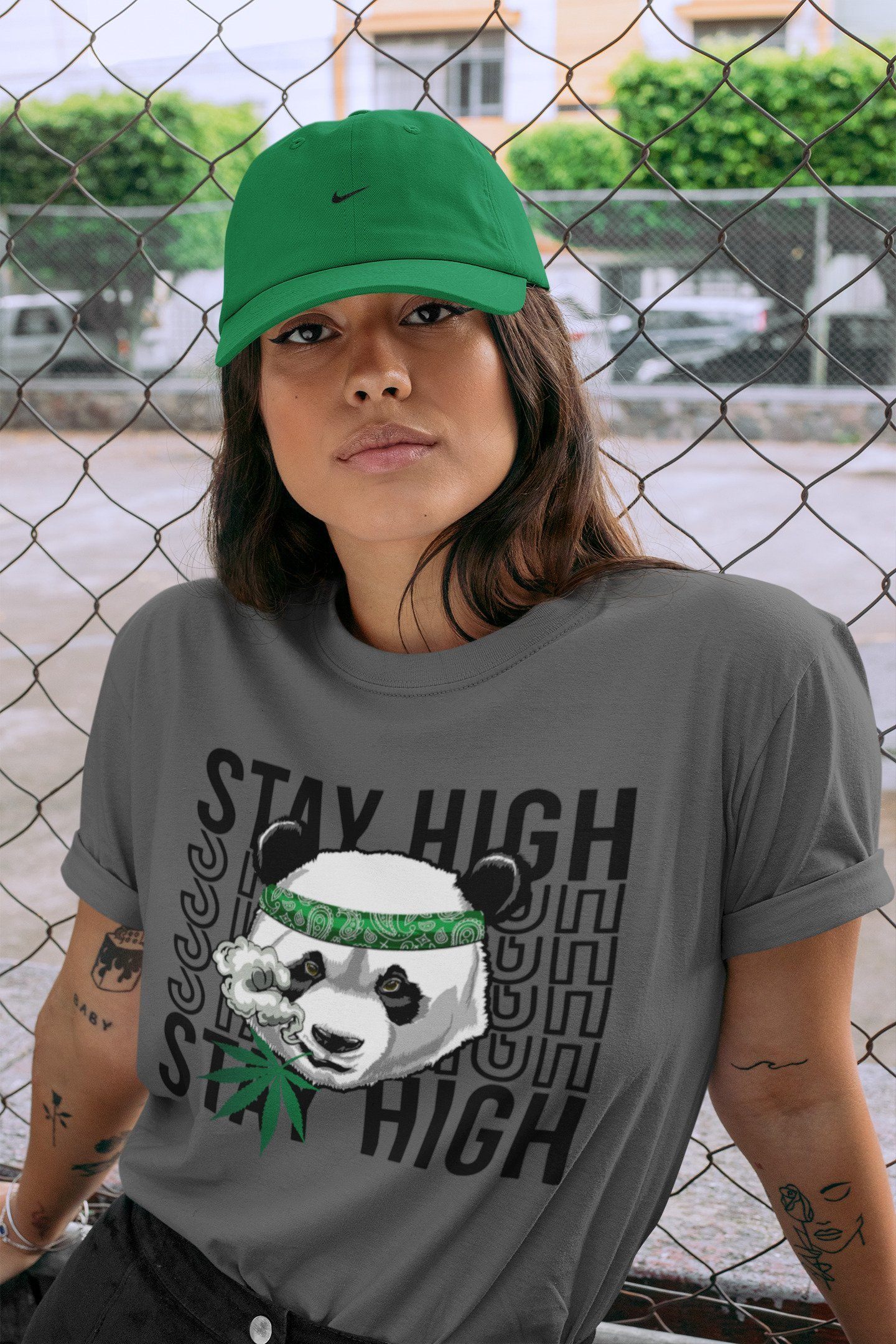 Panda Stay High Unisex Tops - Air Jordan 3 Pine Green