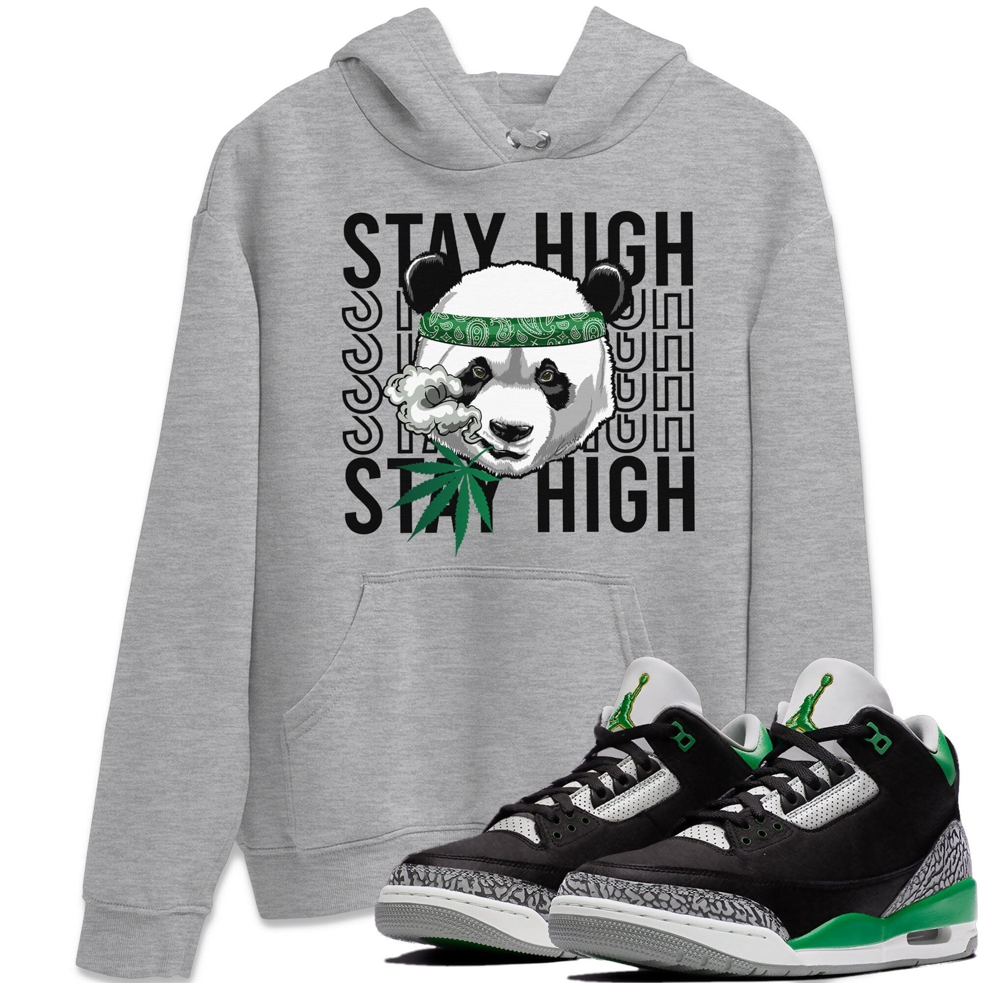Panda Stay High Unisex Tops - Air Jordan 3 Pine Green