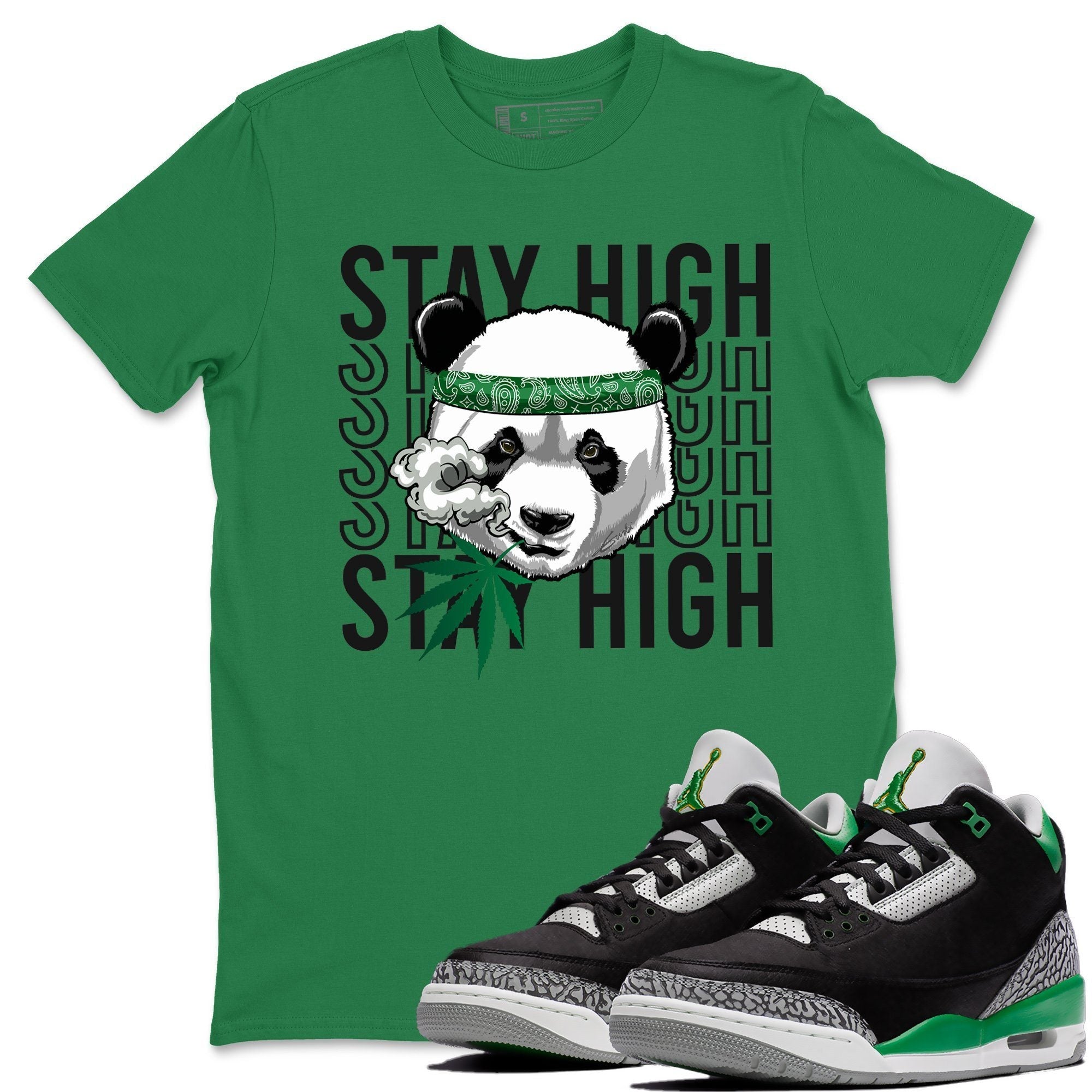 Panda Stay High Unisex Tops - Air Jordan 3 Pine Green