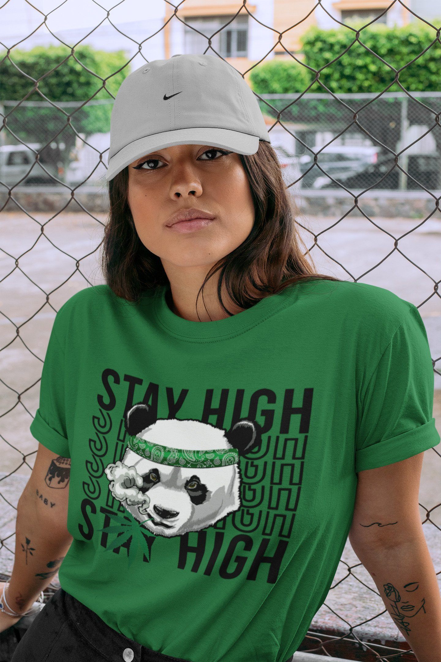 Panda Stay High Unisex Tops - Air Jordan 3 Pine Green