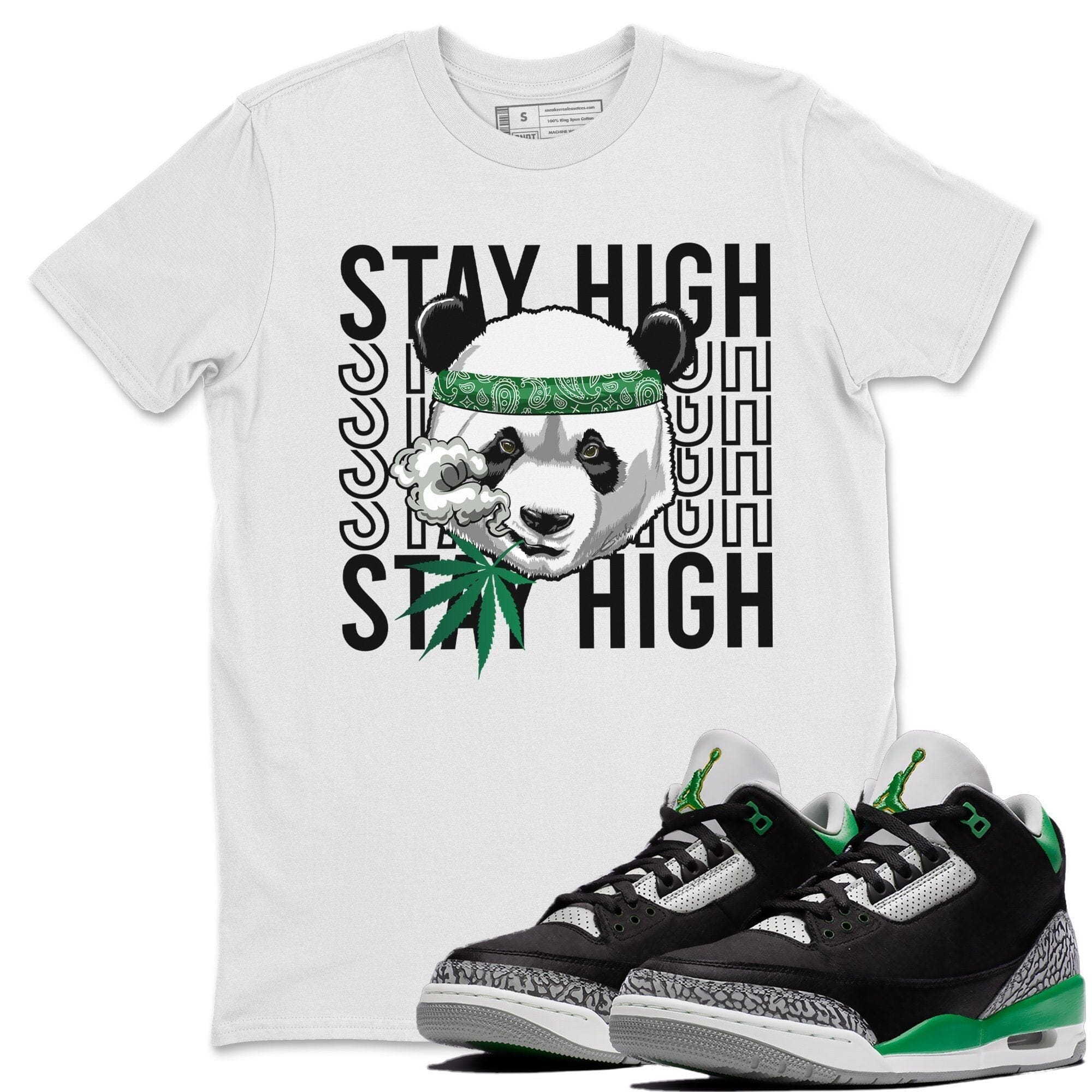 Panda Stay High Unisex Tops - Air Jordan 3 Pine Green