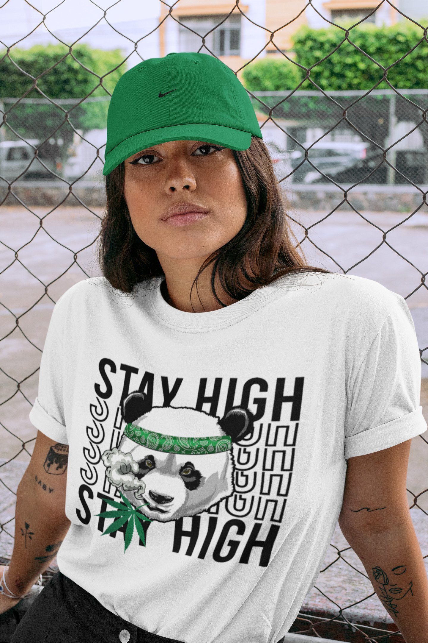 Panda Stay High Unisex Tops - Air Jordan 3 Pine Green